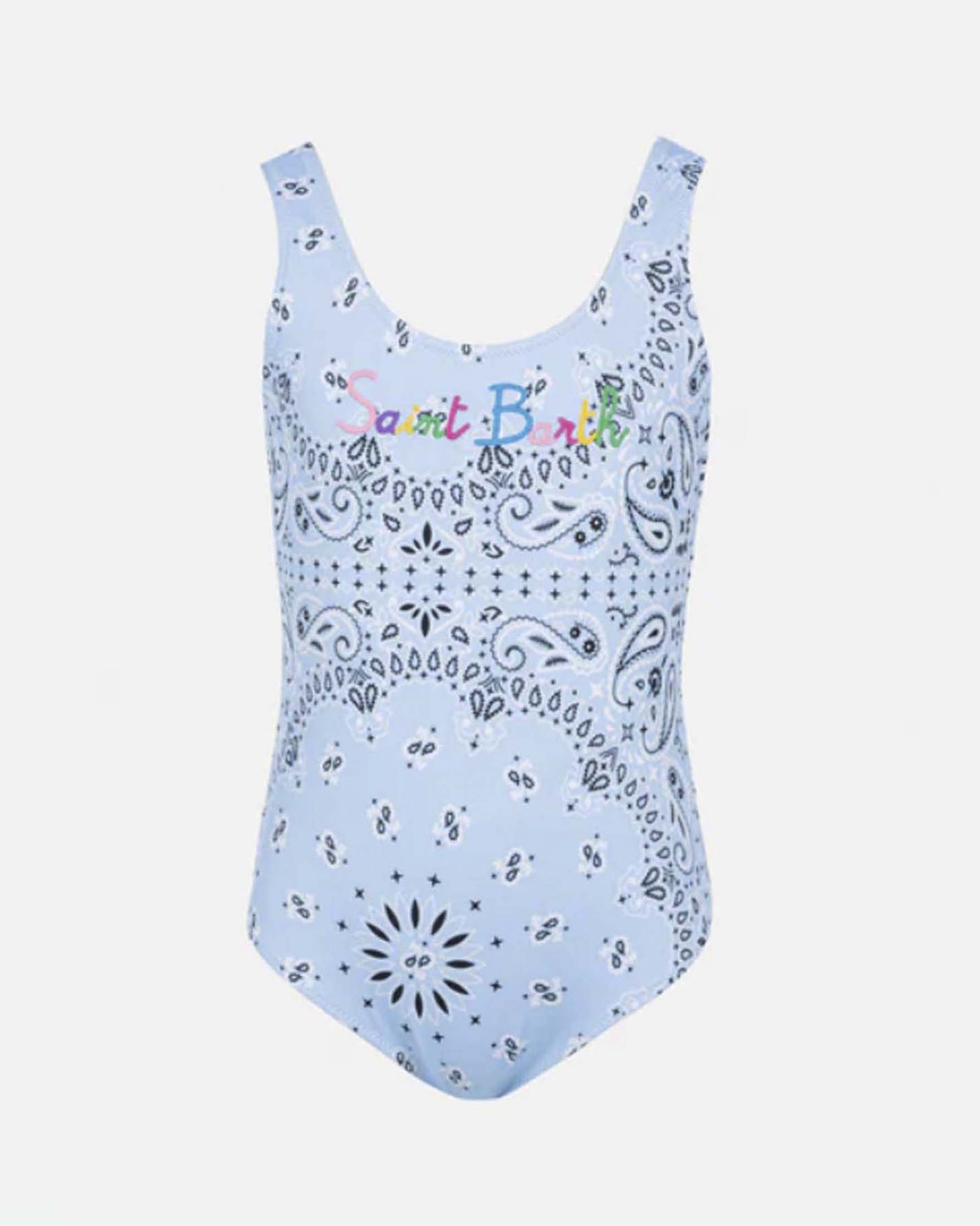 Costume intero MC2 Sainth Barth azzurro a canotta con stampa bandana