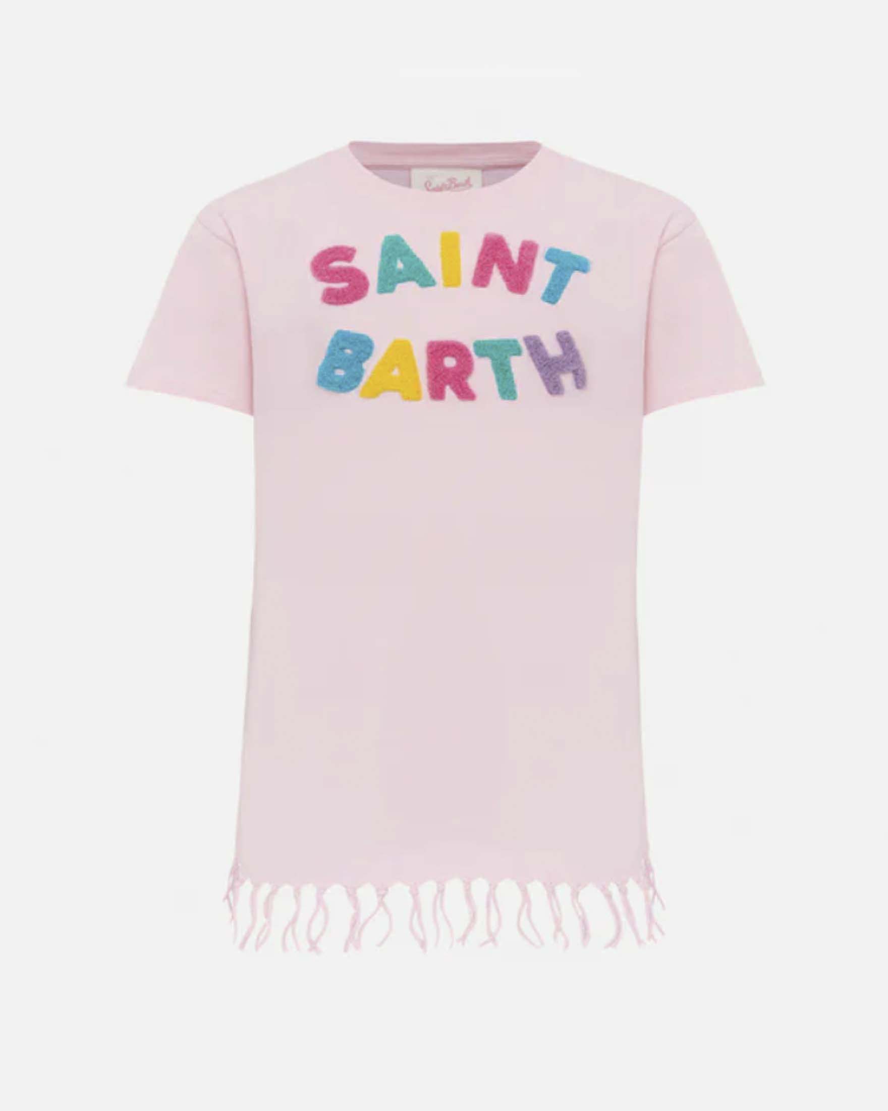 Copricostume rosa con scritta logo in spugna multicolor