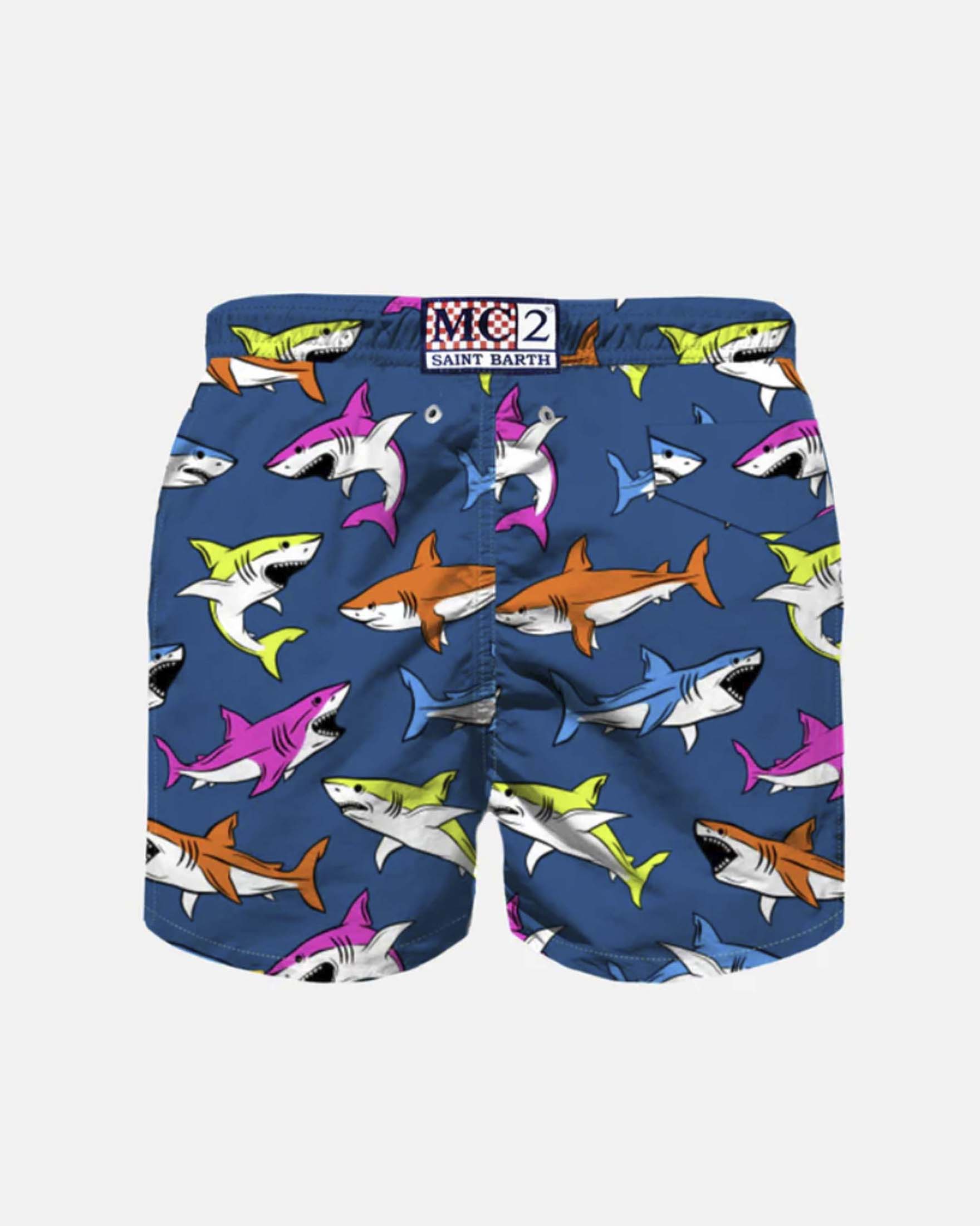 Boxer mare MC2 Saint Barth blu con stampa squali multicolor image