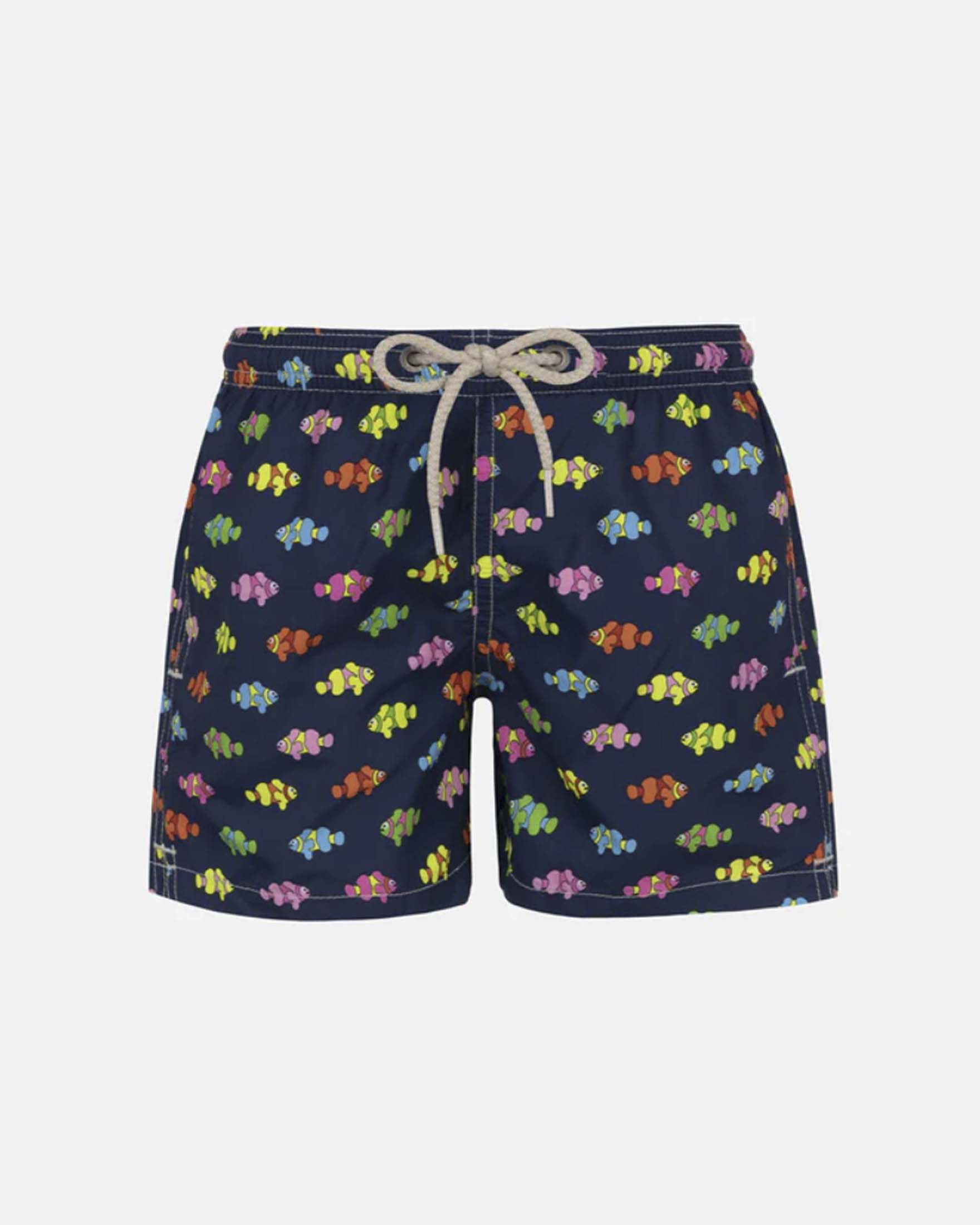 Boxer mare blu con fantasia pesce pagliaccio multicolor