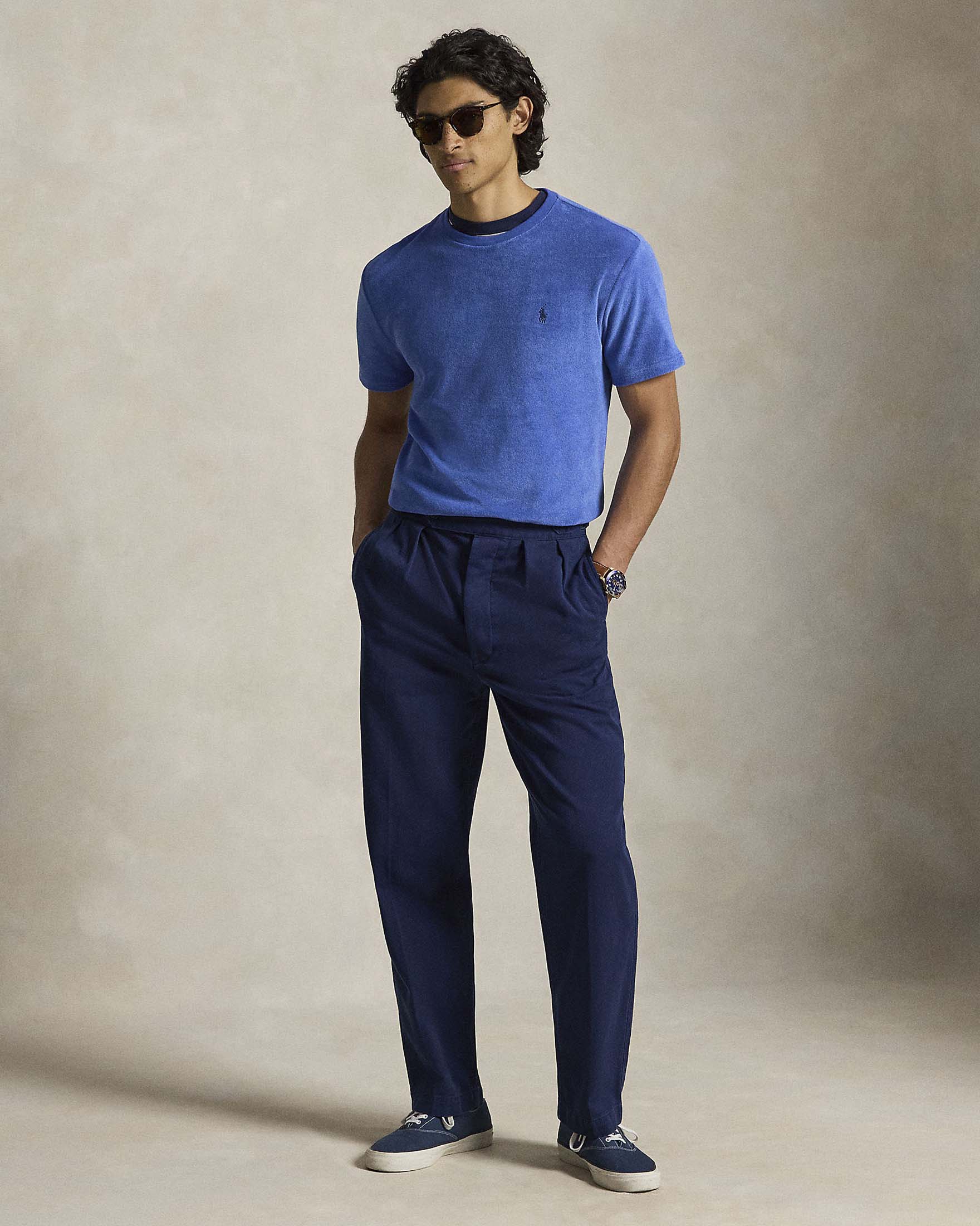 T-shirt celeste Polo Ralph Lauren in spugna di cotone