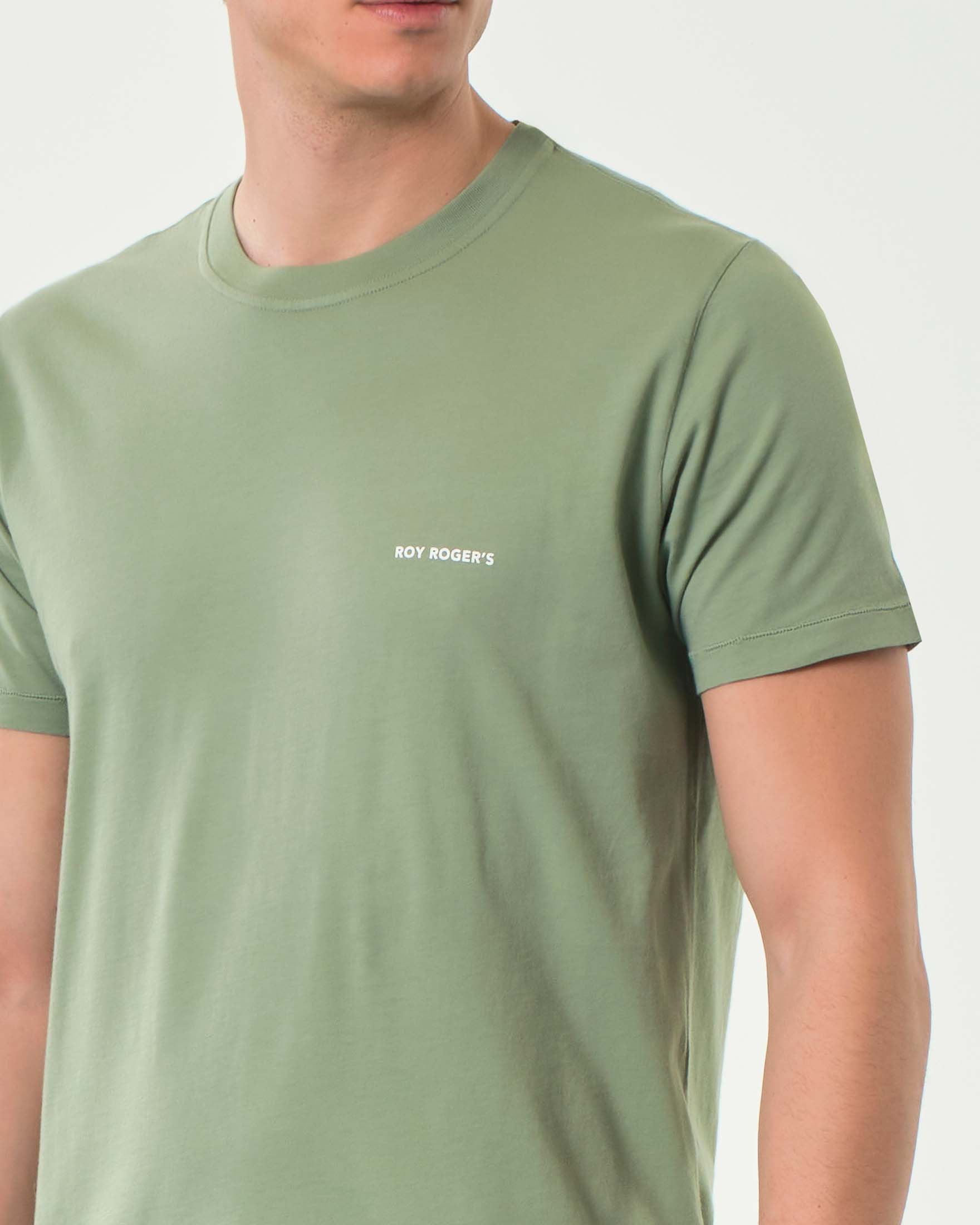 T-shirt mezza manica Roy Roger's salvia in pima cotton con logo scritta piccolo sul petto image