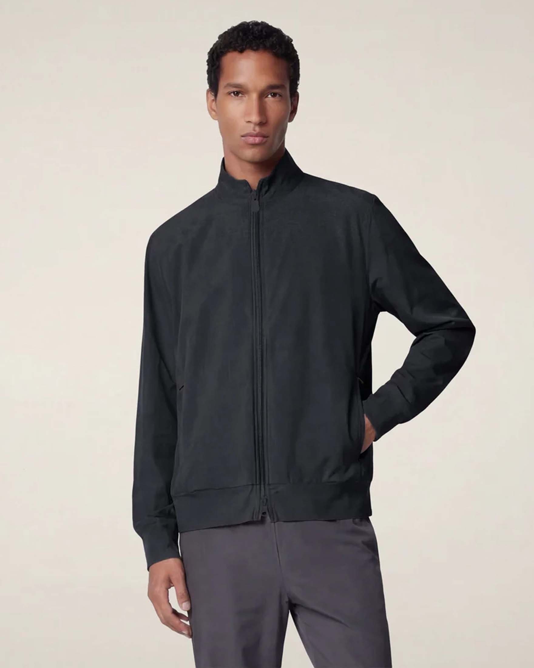 Giubbino leggero Tulio Save the duck blu in tessuto tecnico stretch con chiusura zip image