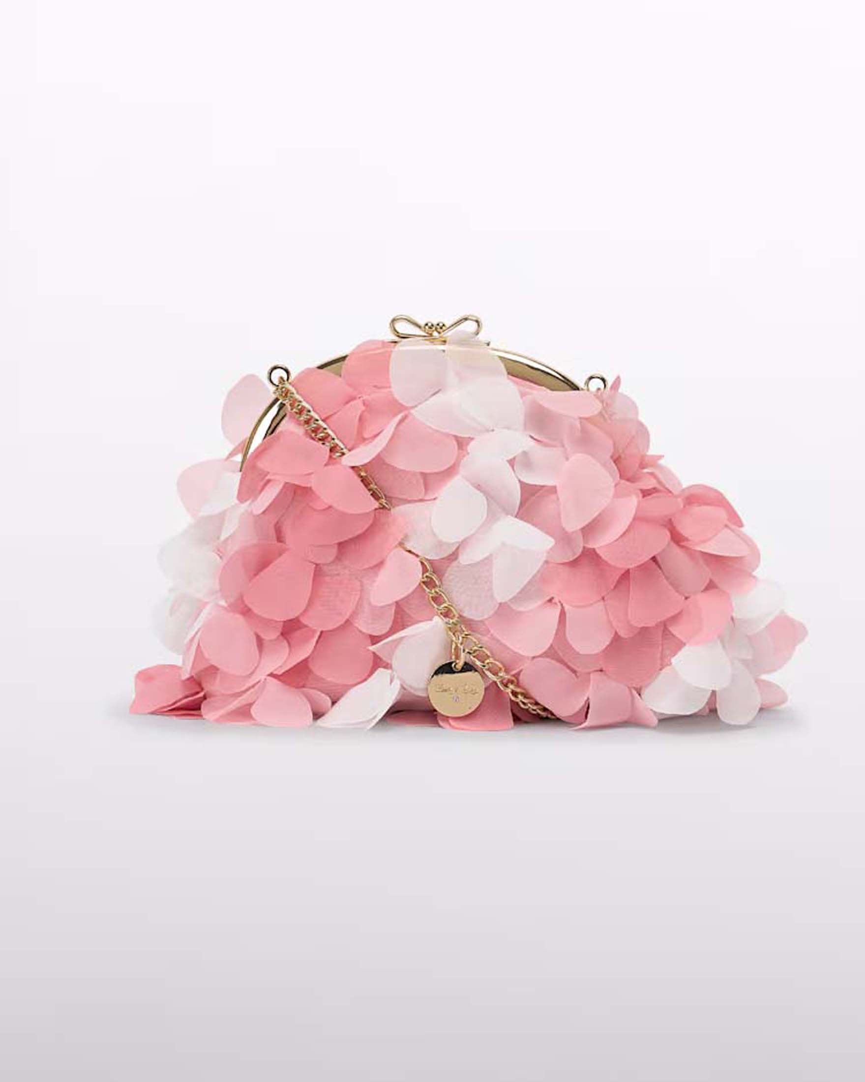 Borsa clutch Abel & Lula bianca e rosa con petali image
