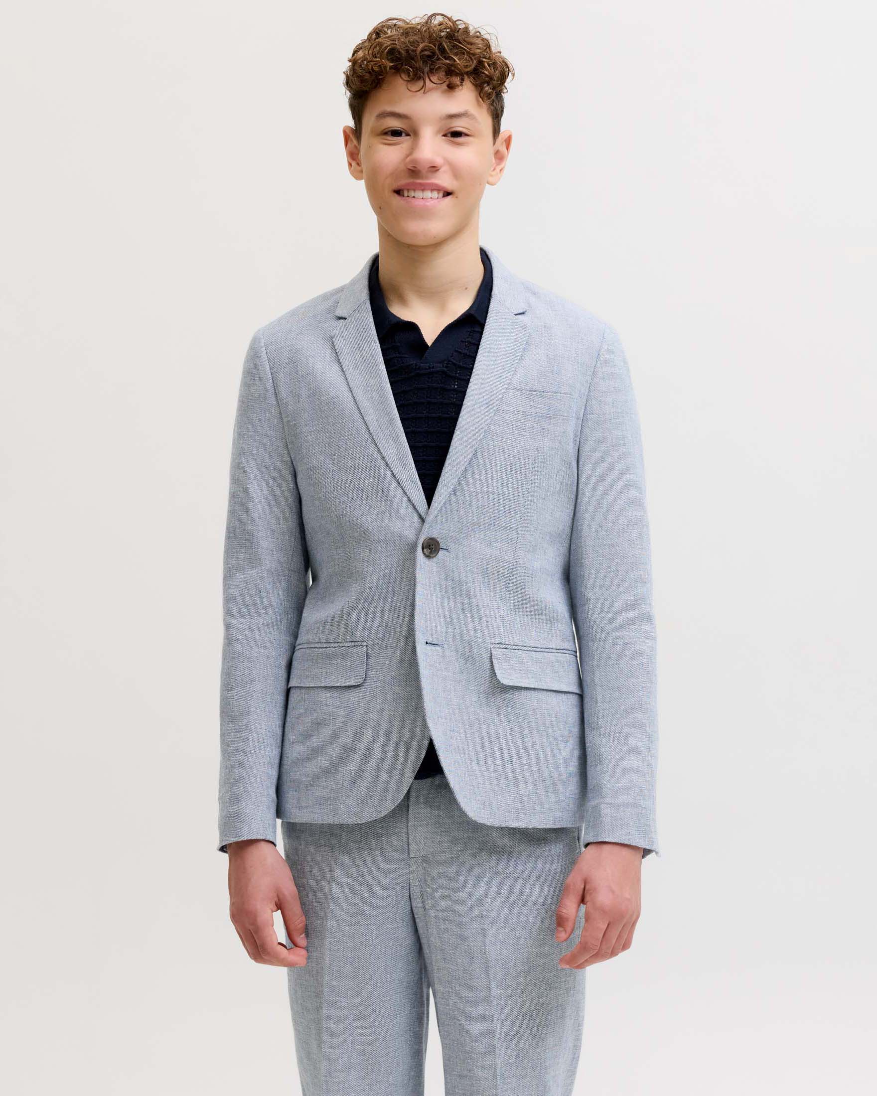 Blazer Jack & Jones azzurro monopetto in misto cotone