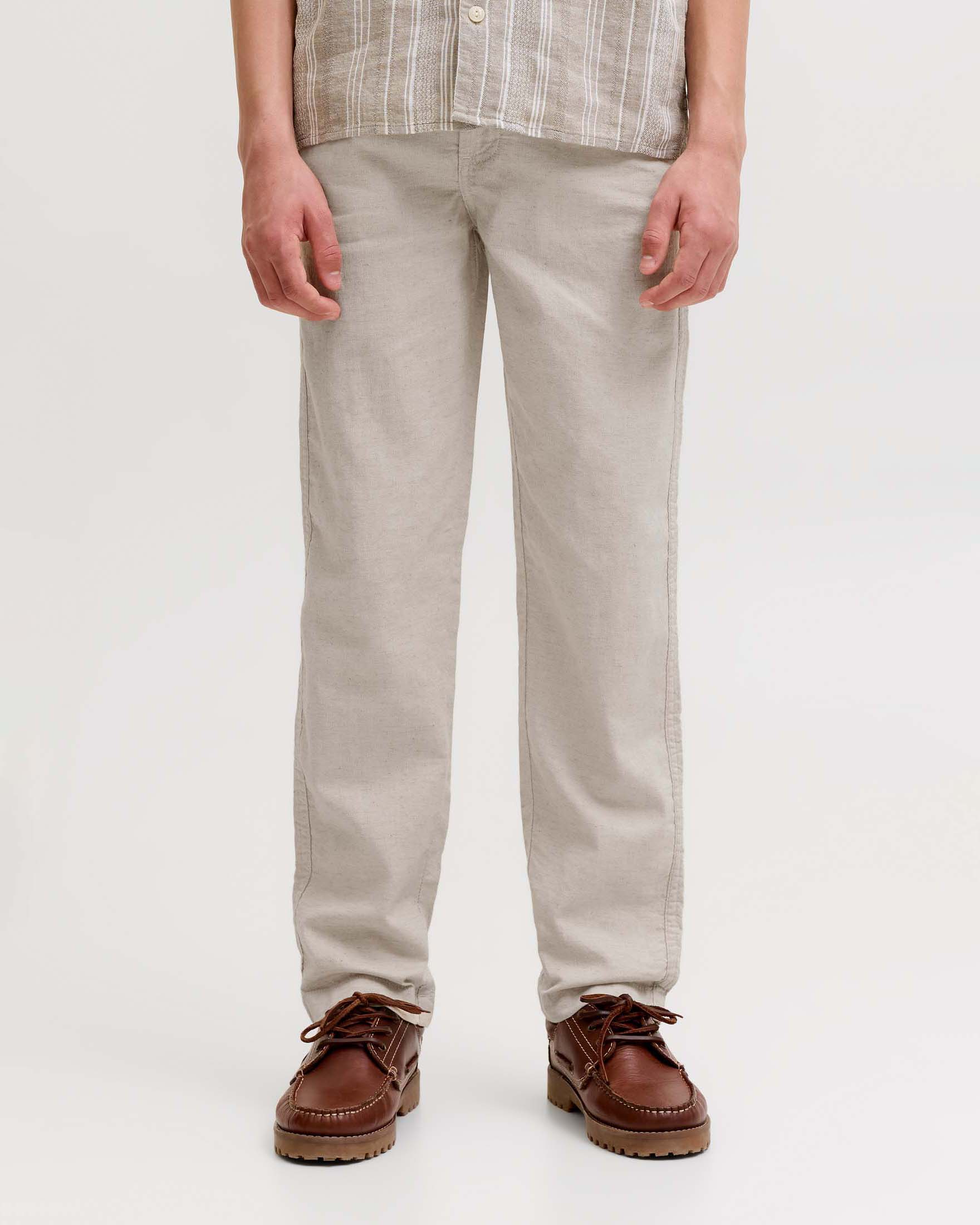 Pantalone beige Jack & Jones in cotone misto lino
