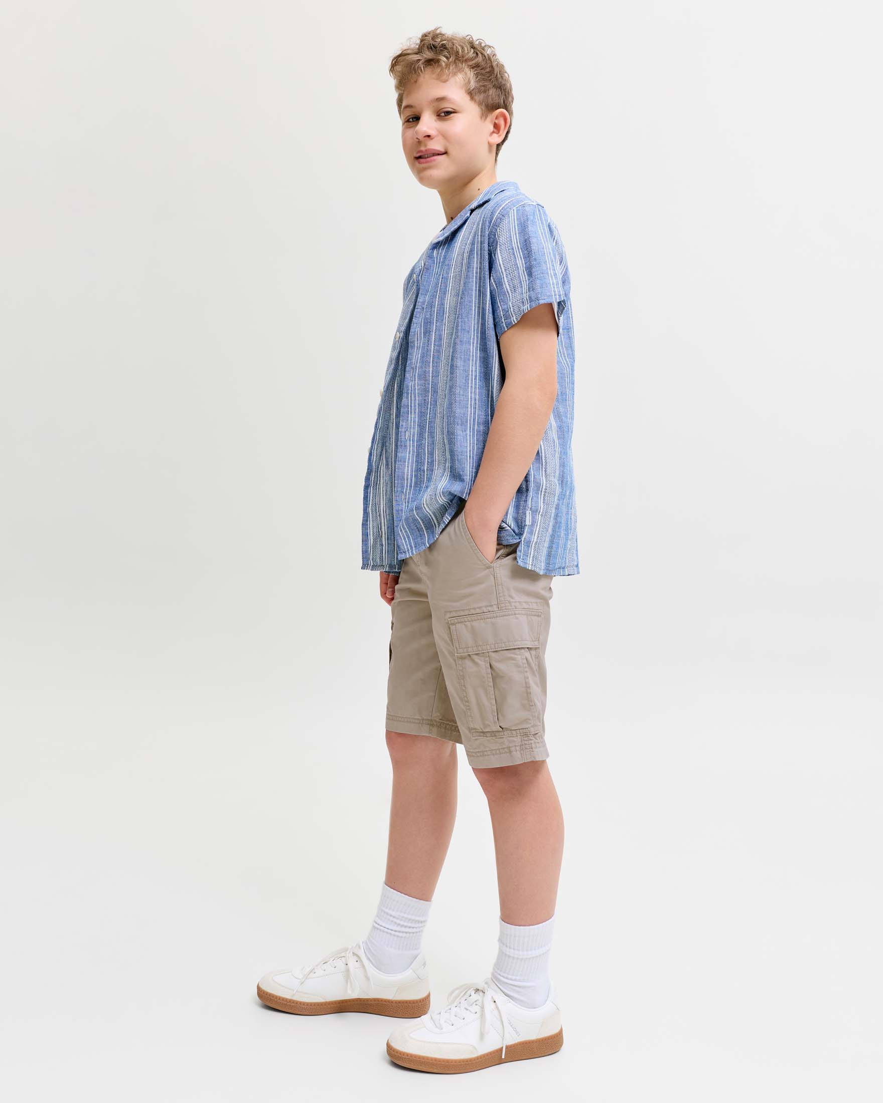 Bermuda cargo Jack & Jones beige in popeline di puro cotone