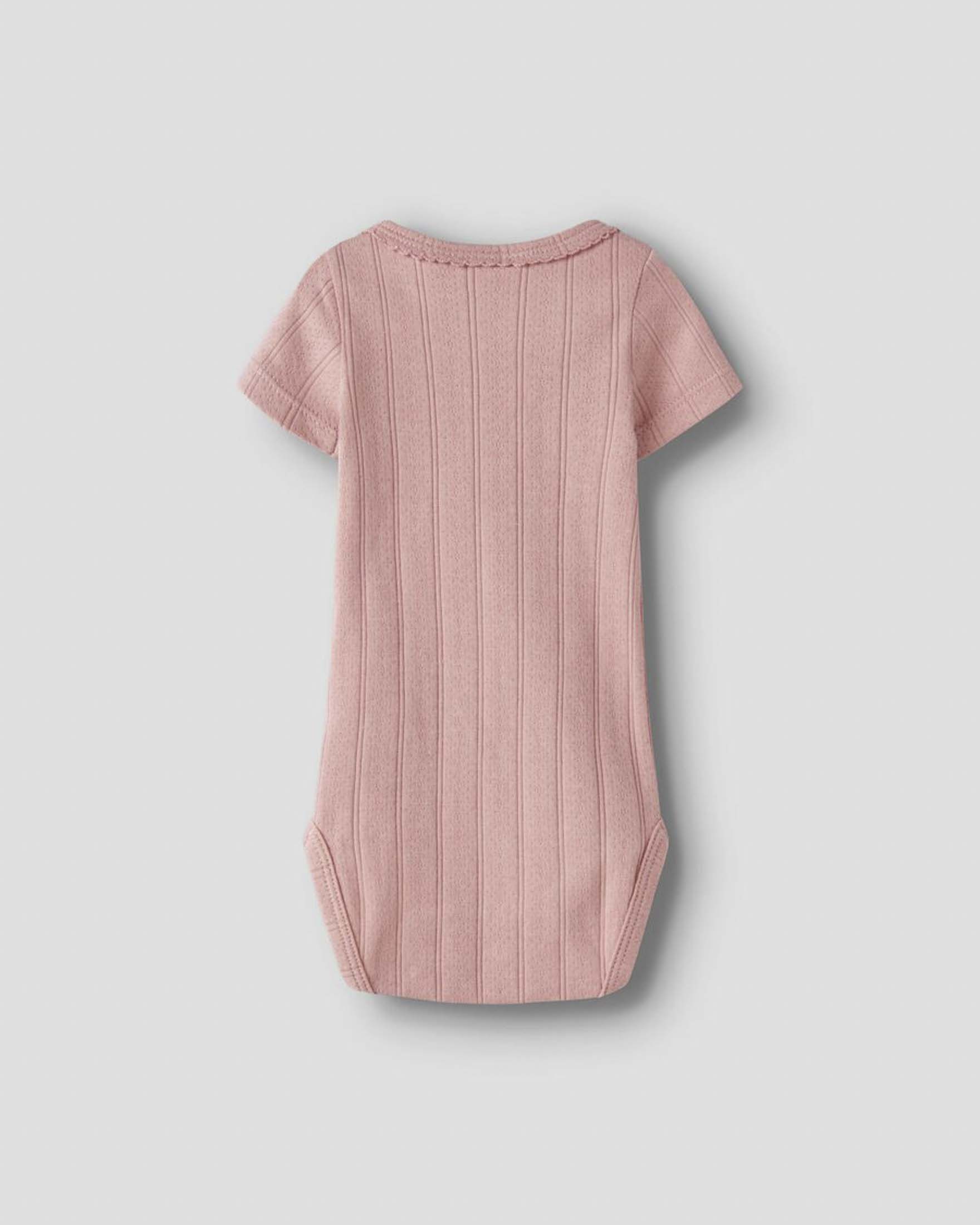 Body Lil'Atelier in cotone punzonato rosa a maniche corte image