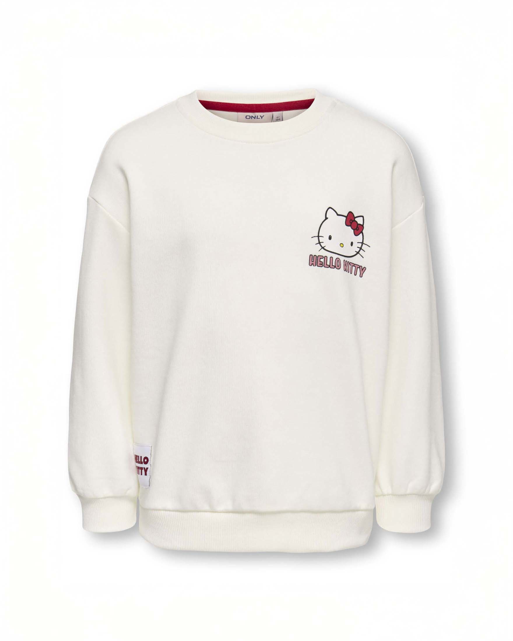 Felpa Kids Only avorio in cotone con stampa Hello Kitty