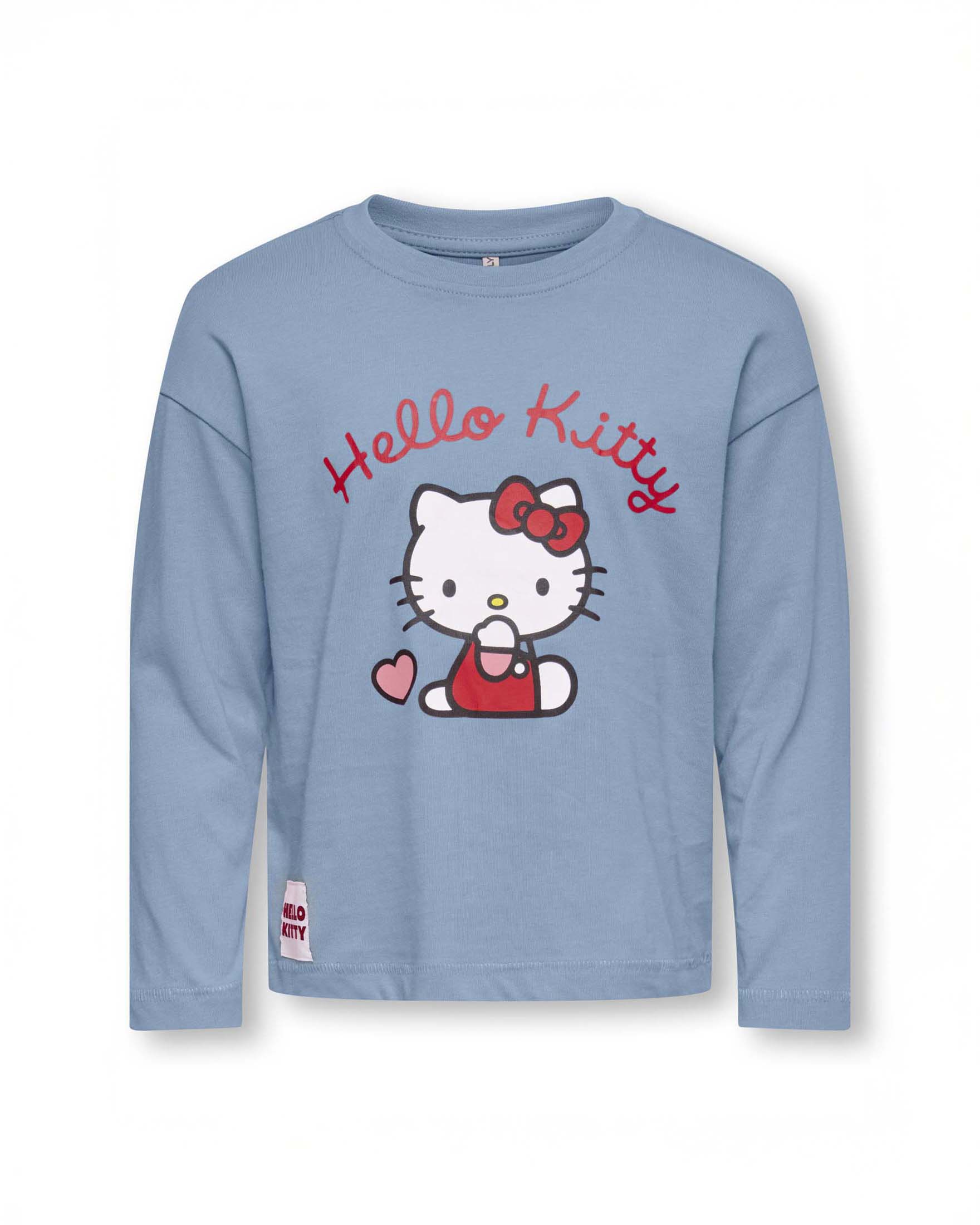 T-shirt Kids Only azzurra a maniche lunghe con stampa Hello Kitty