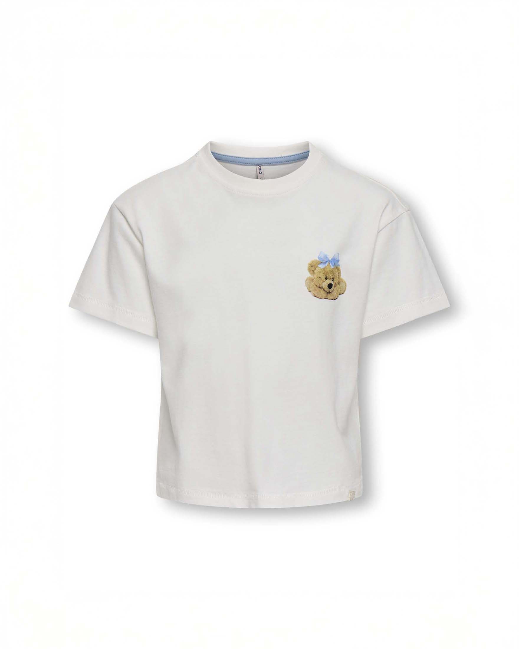T-shirt Kids Only bianca a maniche corte con stampa orsetto Liberté