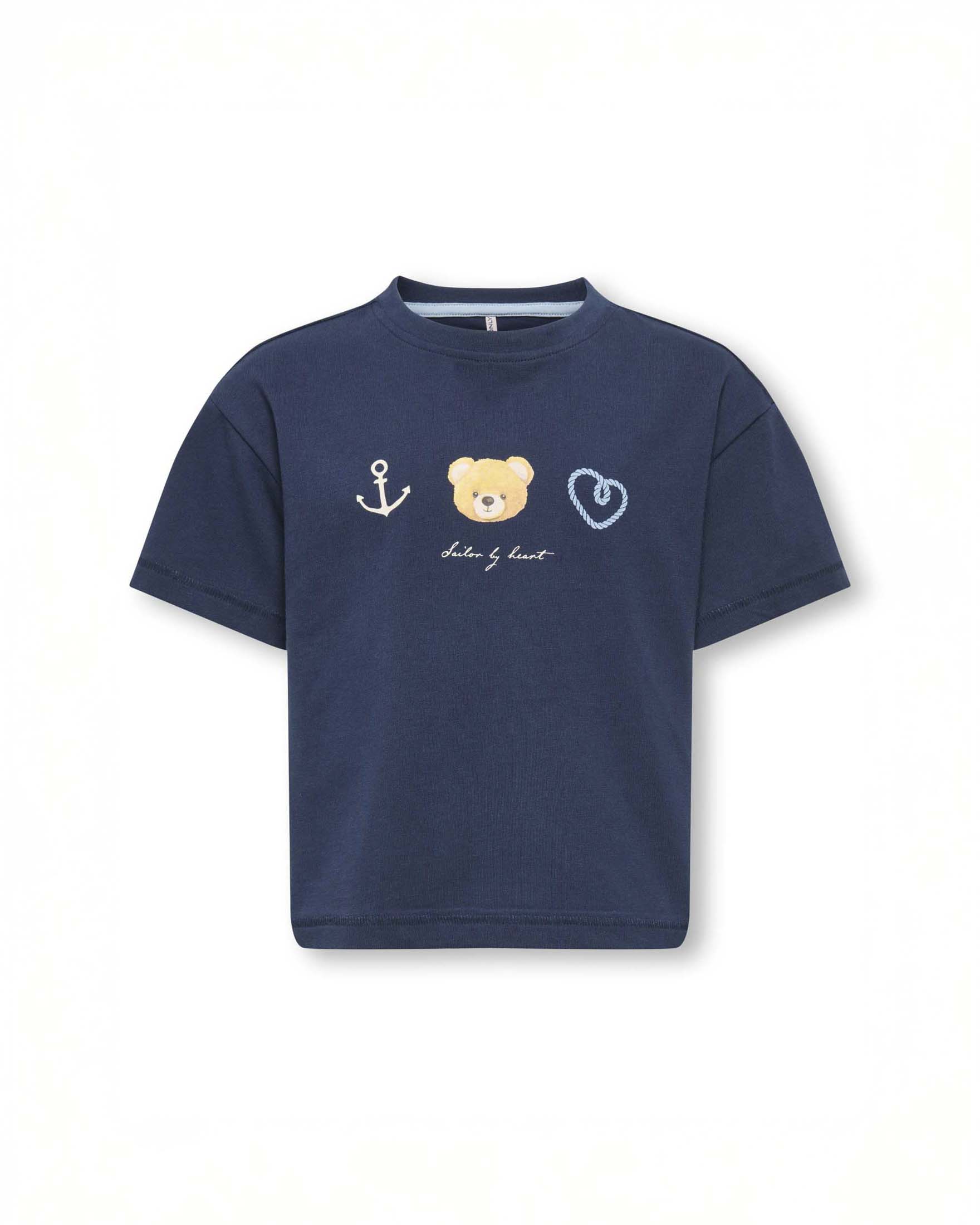 T-shirt Kids Only blu a maniche corte con stampa orsetto marinaio