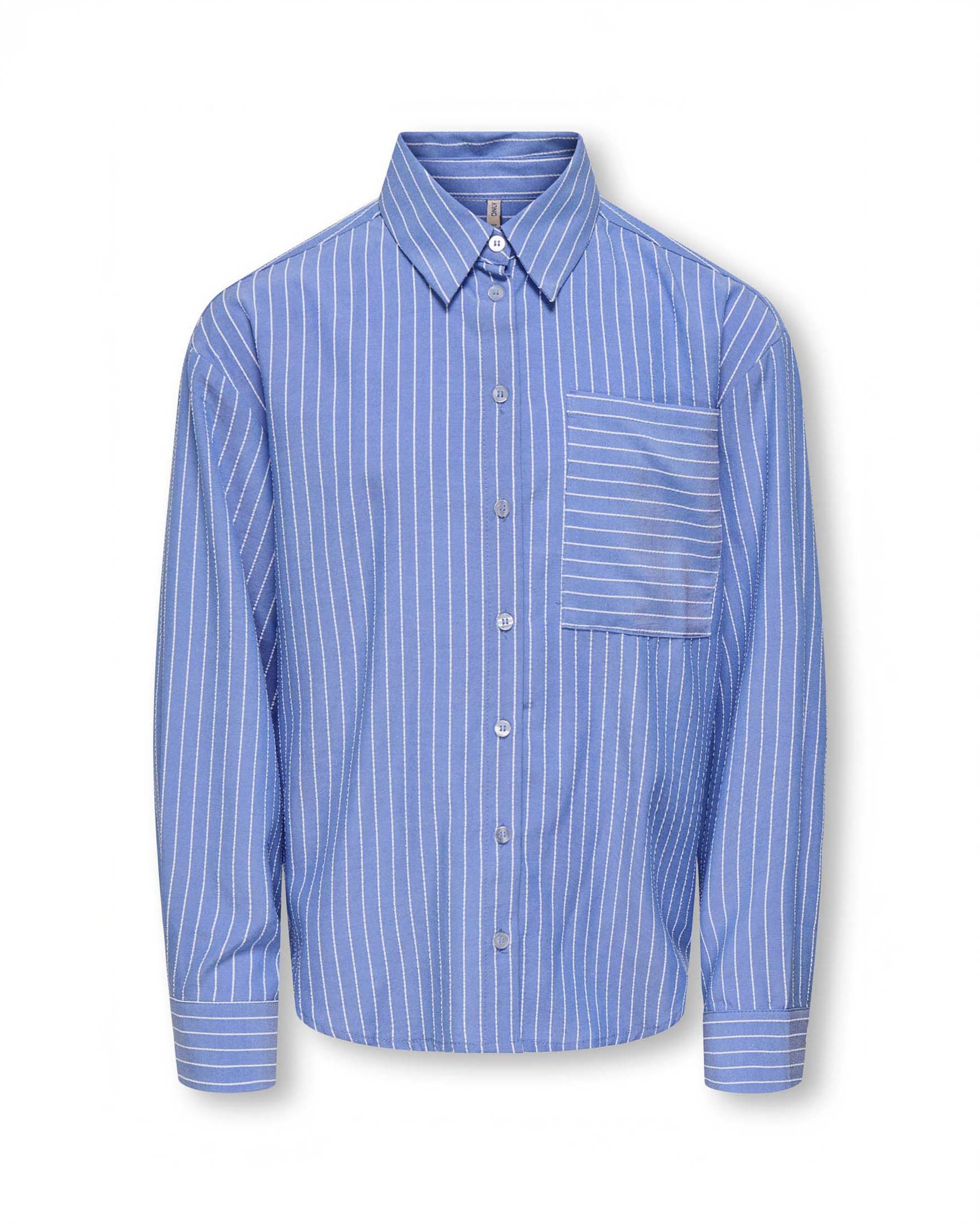 Camicia azzurra e bianca a righe Kids Only con maxi tasca