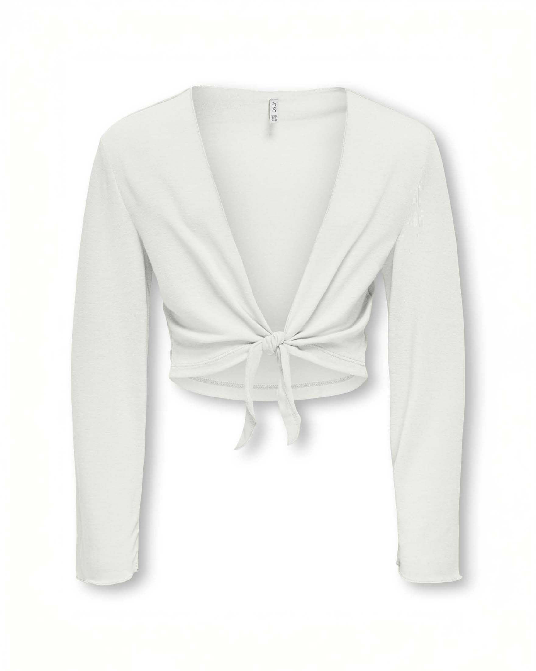 Bolero bianco cropped Kids Only con nodo sul davanti