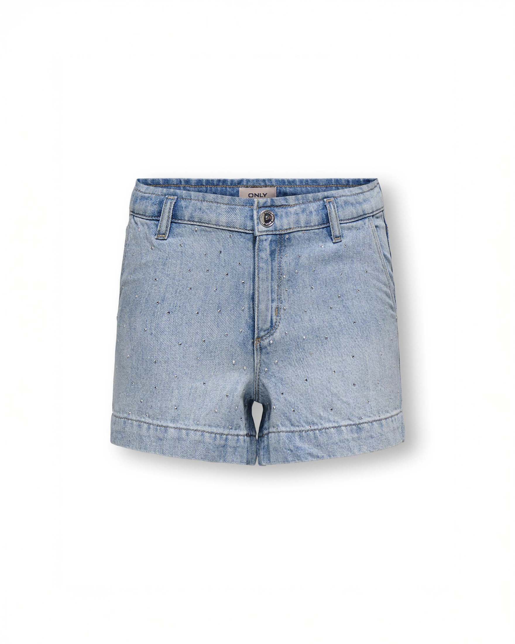 Short in denim Kids Only lavaggio chiaro stone washed con strass