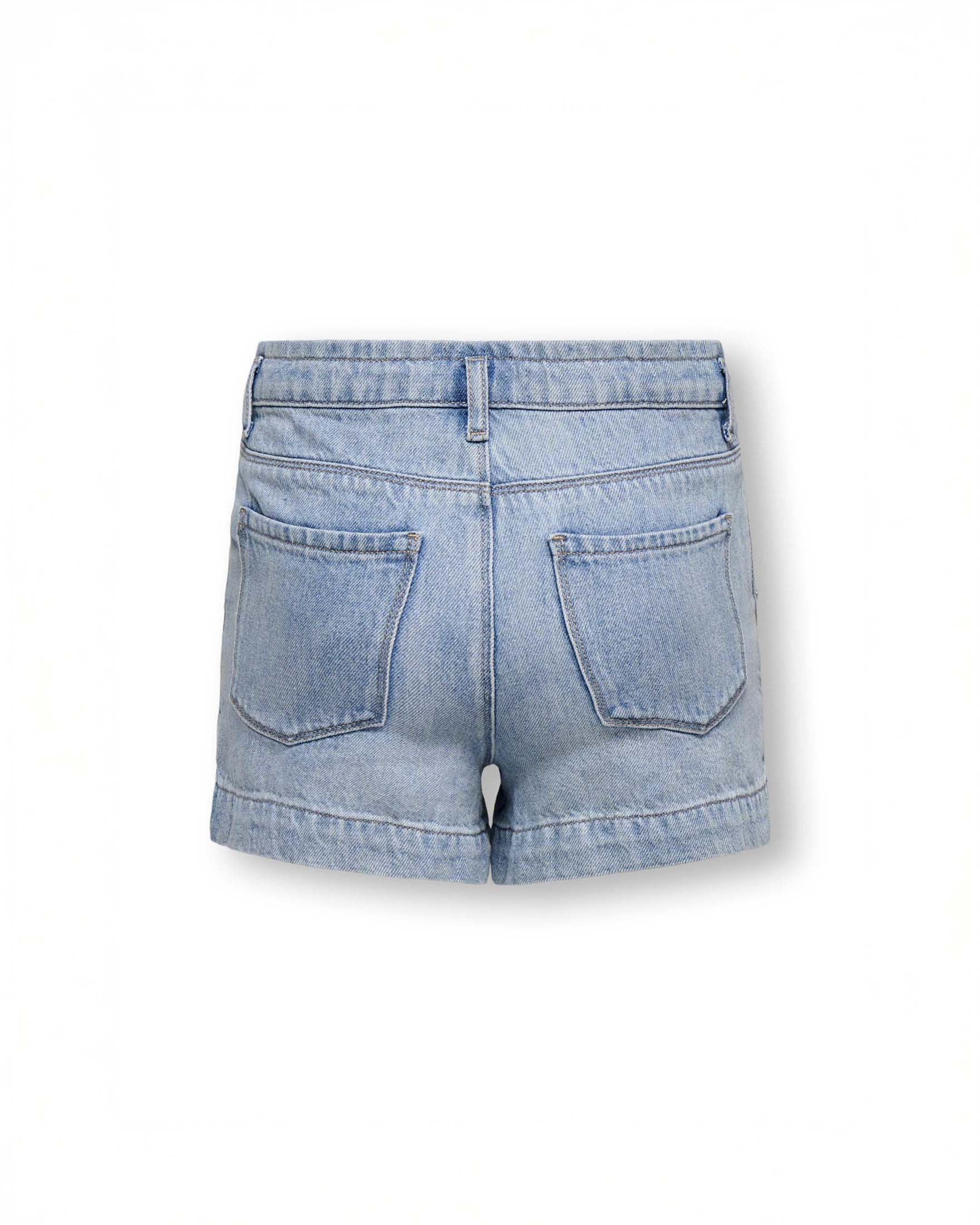 Short in denim Kids Only lavaggio chiaro stone washed con strass image