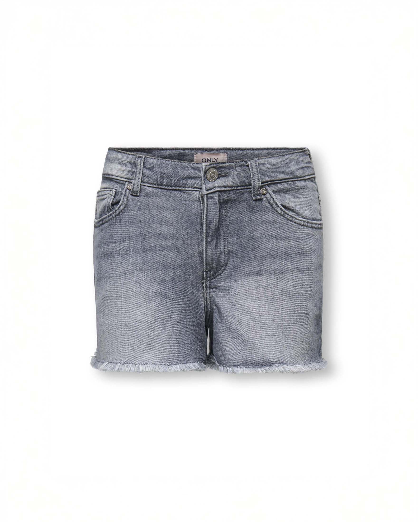 Short in denim grigio Kids Only lavaggio stone washed e fondo sfrangiato