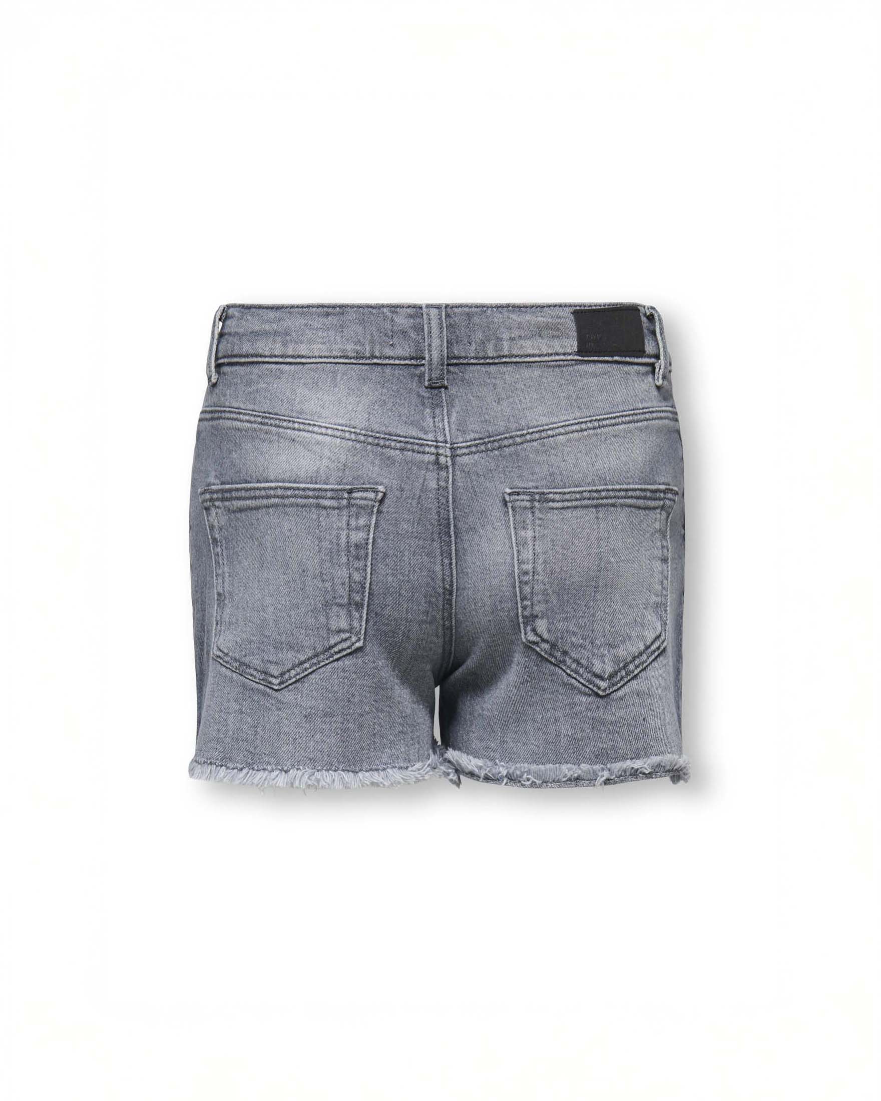 Short in denim grigio Kids Only lavaggio stone washed e fondo sfrangiato image