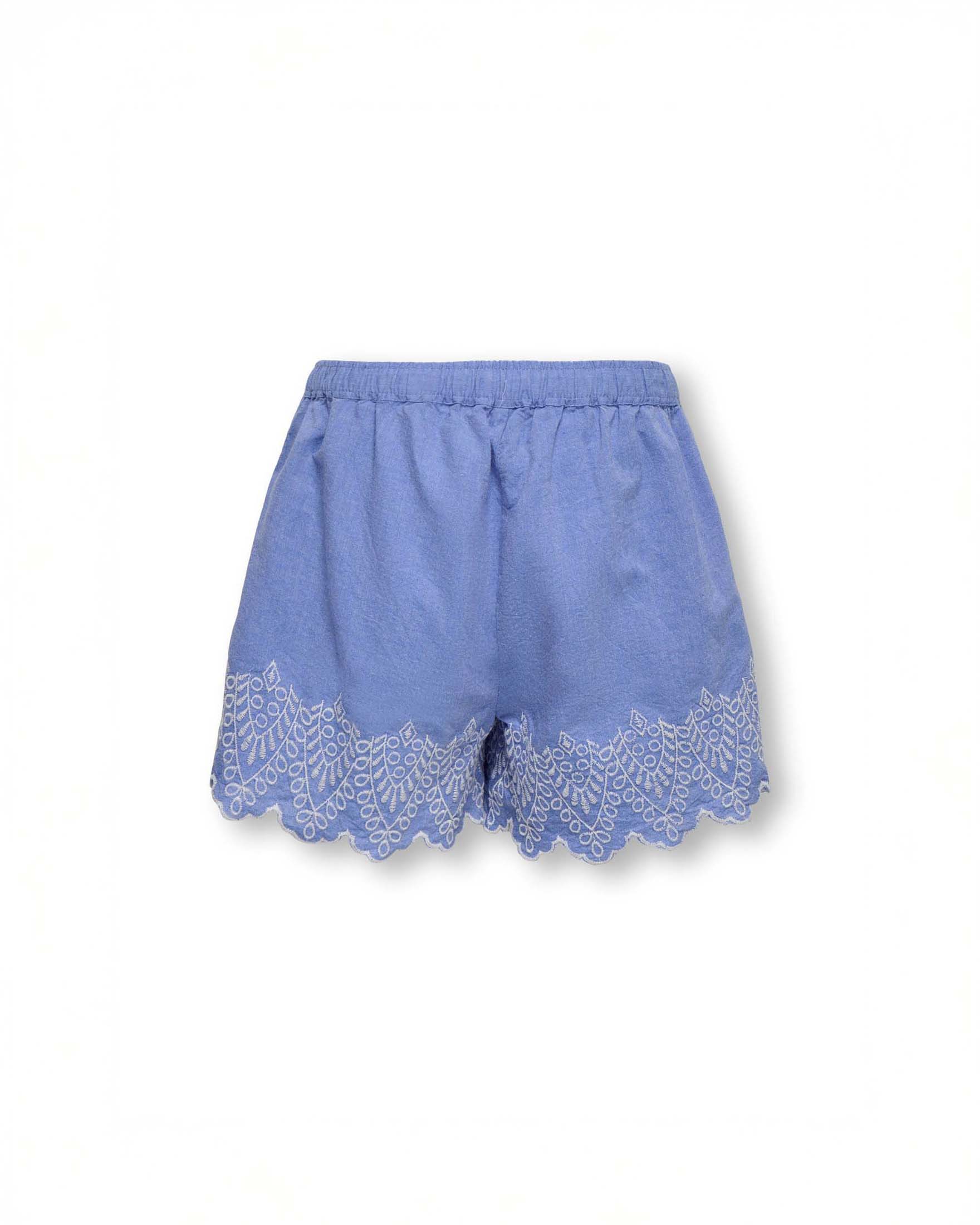 Short azzurro Kids Only in puro cotone con ricami bianchi image