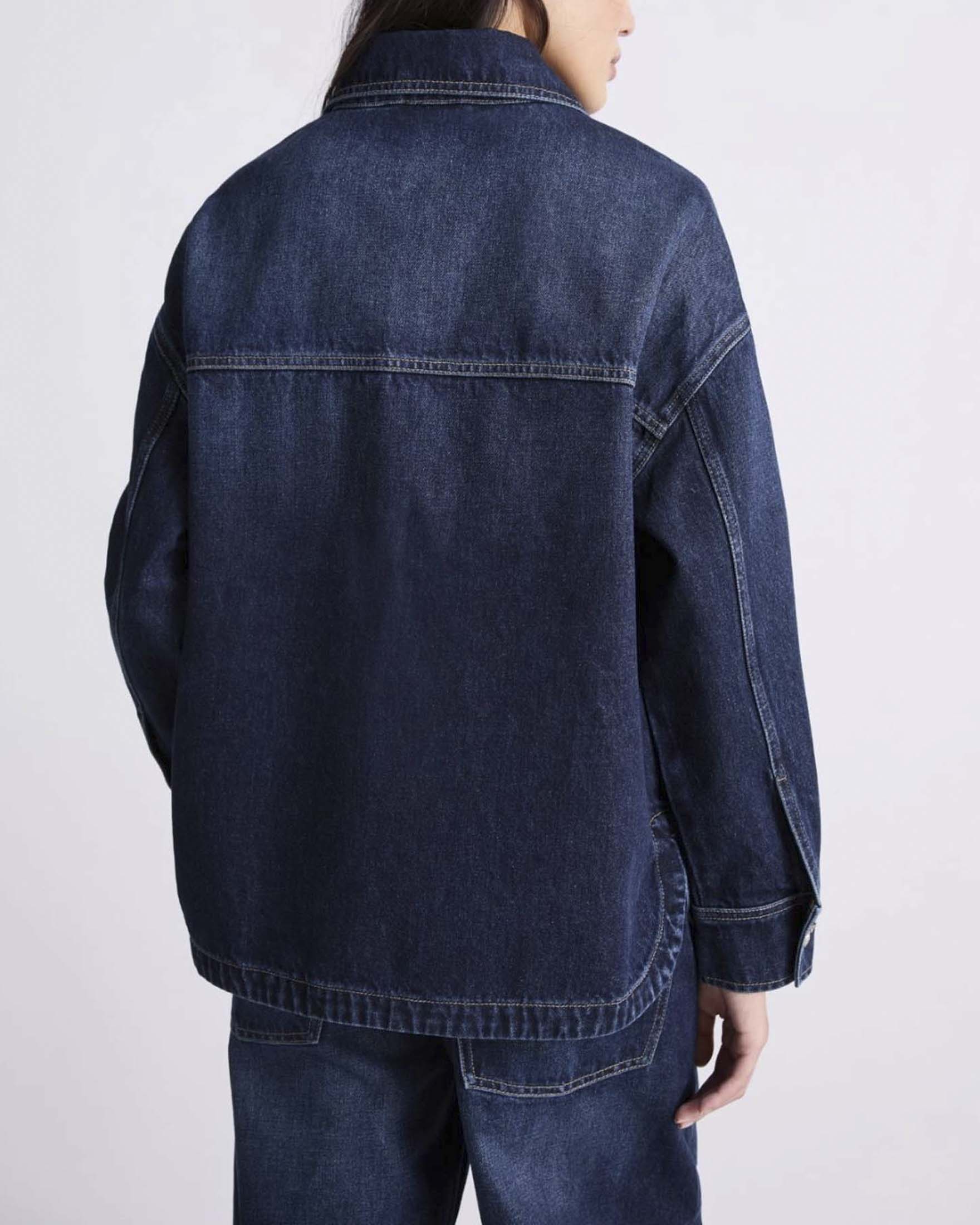 Giacca camicia over Marella in denim di cotone blu con tasche applicate