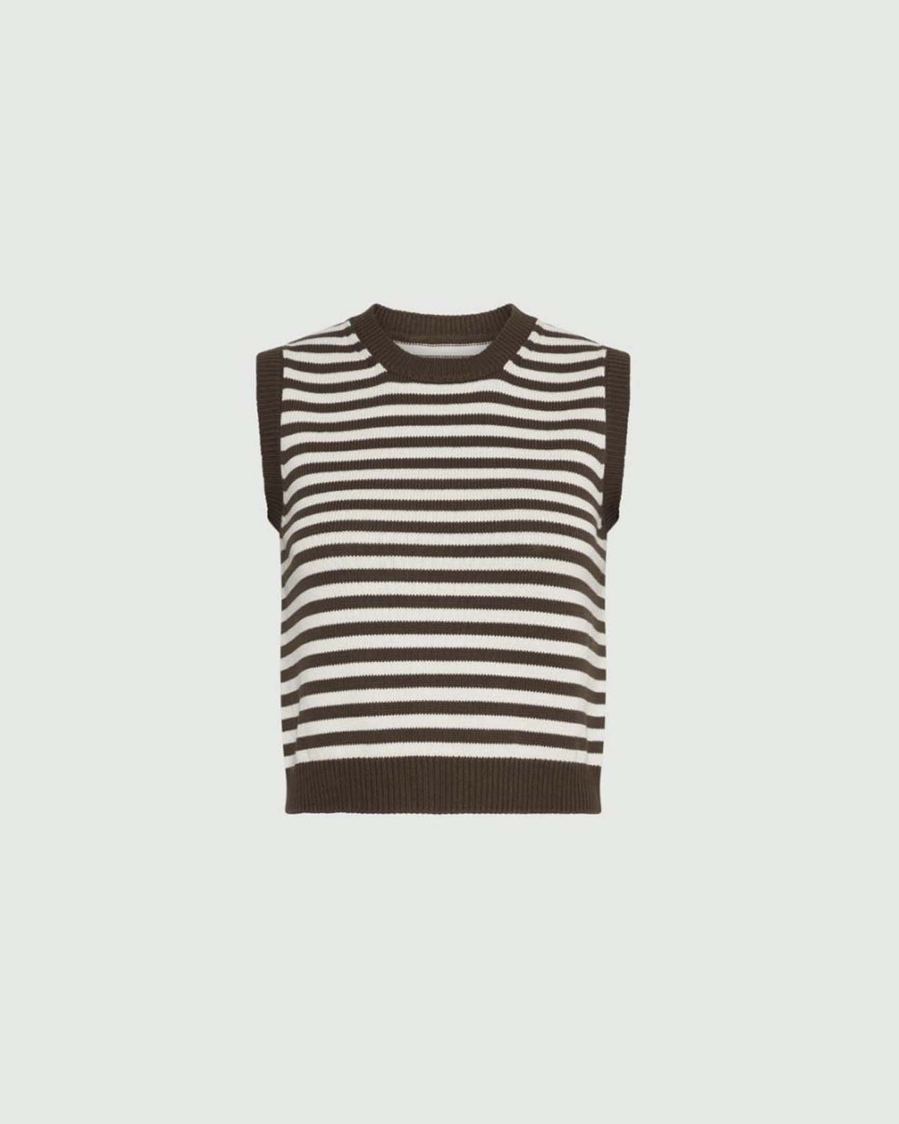 Gilet Senza Maniche A Righe Per Donna – Giacca A Risvolto, Maglia Casual Primaverile, Canotta Moda - 2