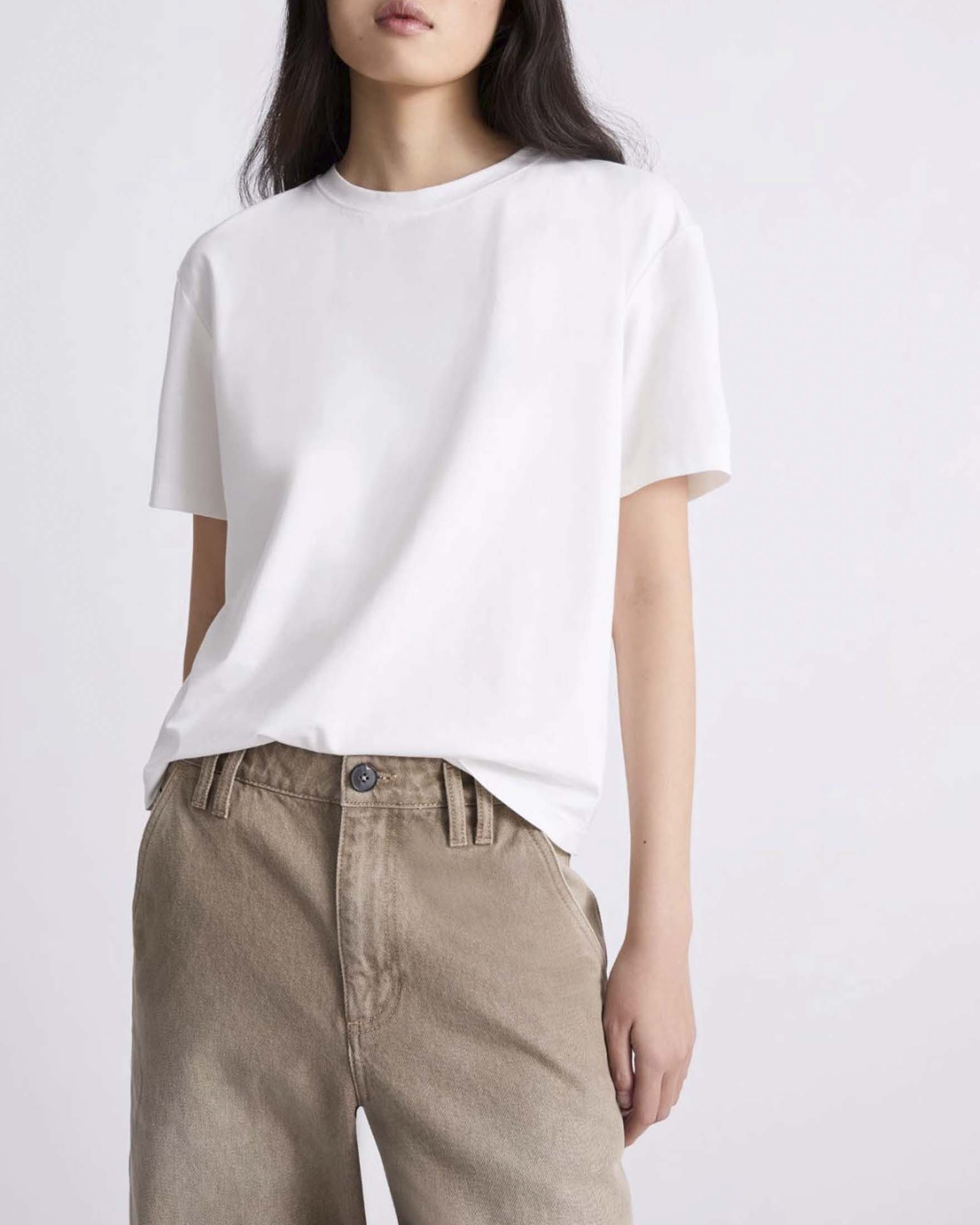 T-shirt boxy Marella bianca in jersey di cotone con impunture sul retro