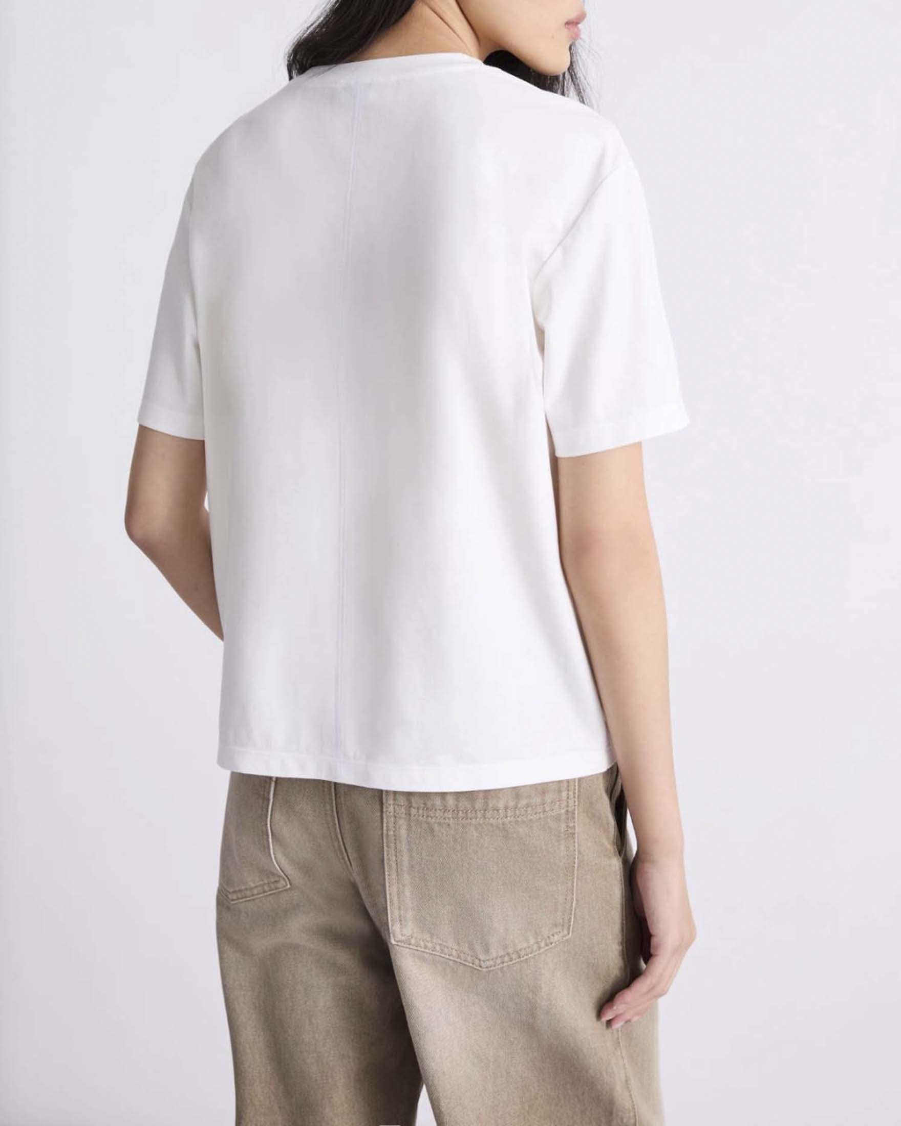 T-shirt boxy Marella bianca in jersey di cotone con impunture sul retro