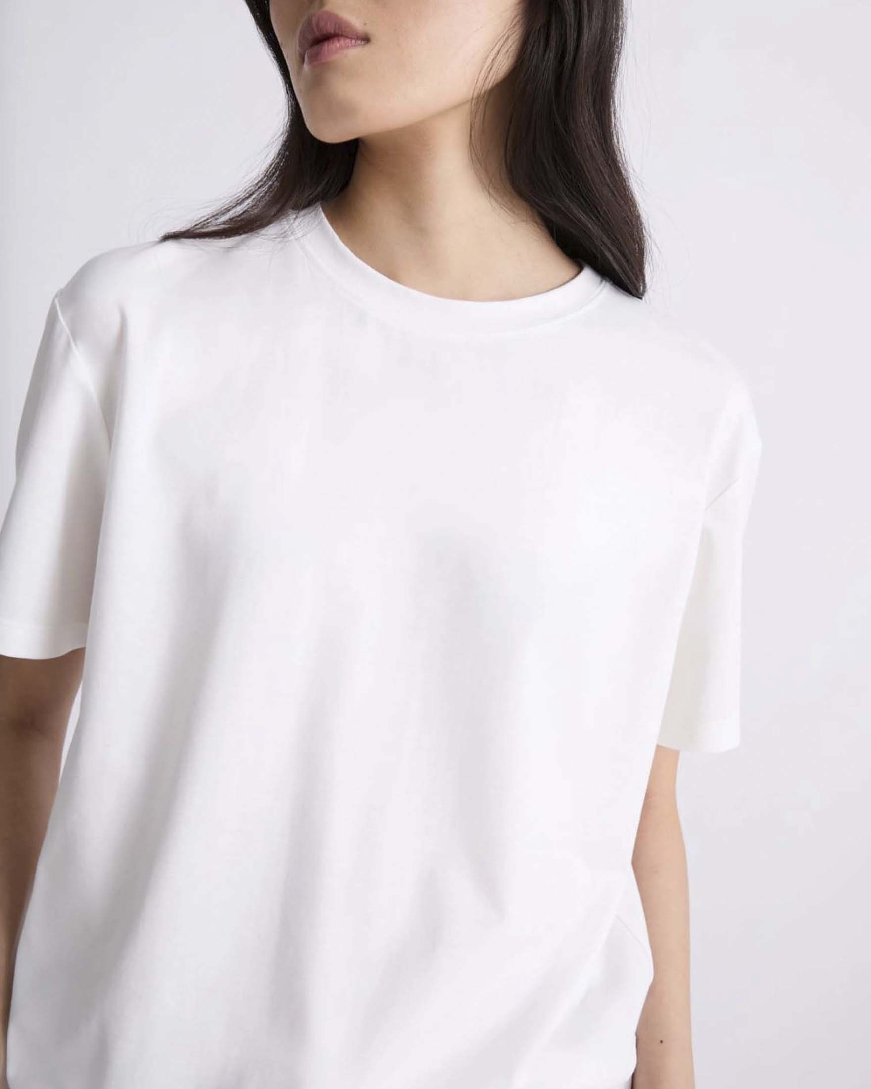 T-shirt boxy Marella bianca in jersey di cotone con impunture sul retro