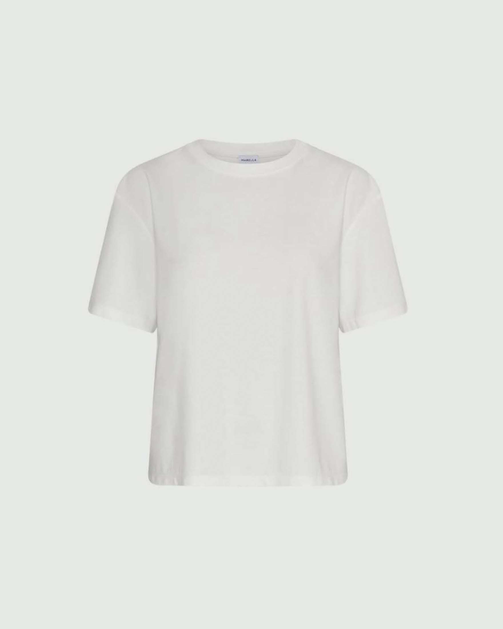 T-shirt boxy Marella bianca in jersey di cotone con impunture sul retro