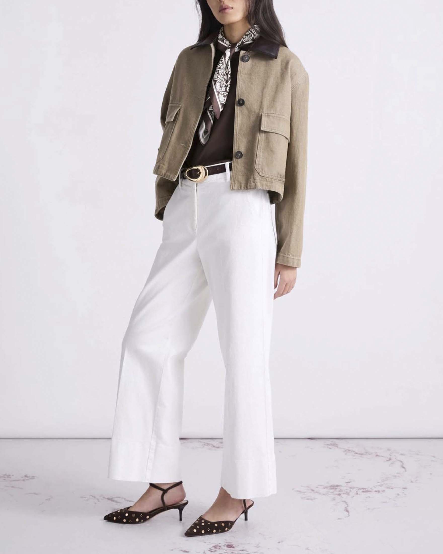 T-shirt boxy Marella marrone in jersey di cotone con impunture sul retro image