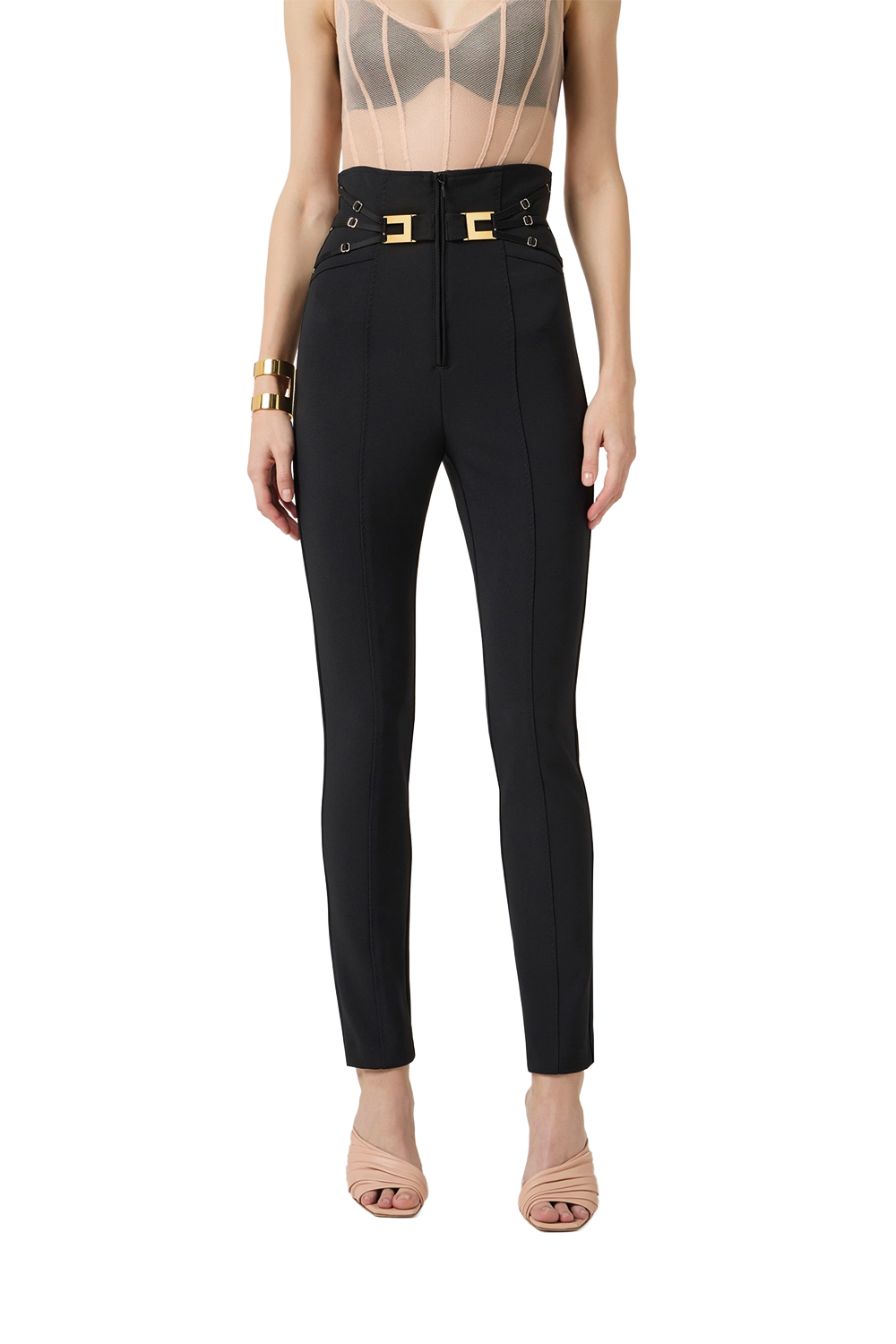 Pantalone in Doppio Crêpe Stretch con Elastici