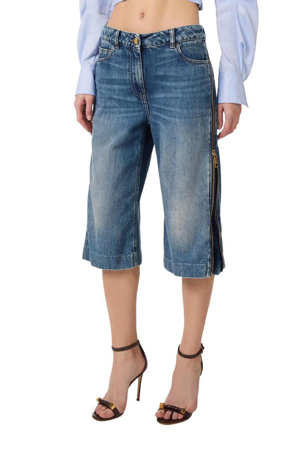 Jeans Bermuda con Zip