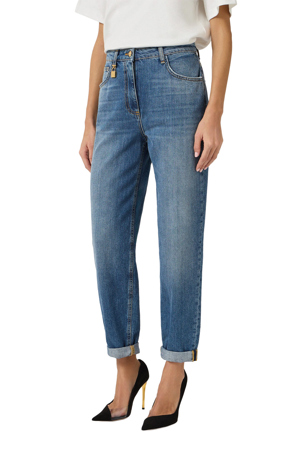 Jeans a Ovetto con Lucchetto Gioiello