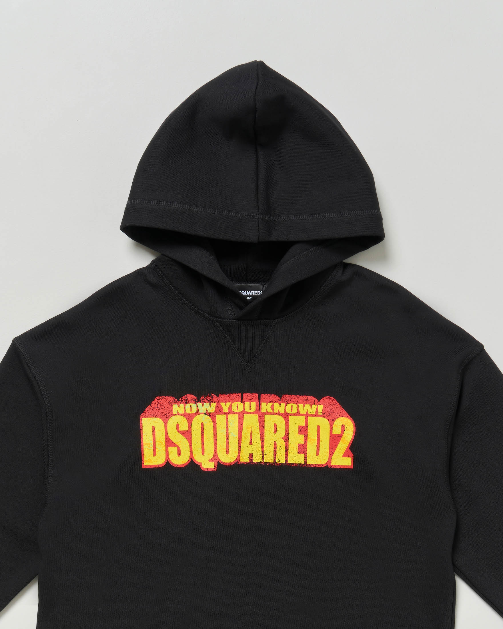 Felpa Dsquared2 nera con cappuccio e scritta logo 3D image
