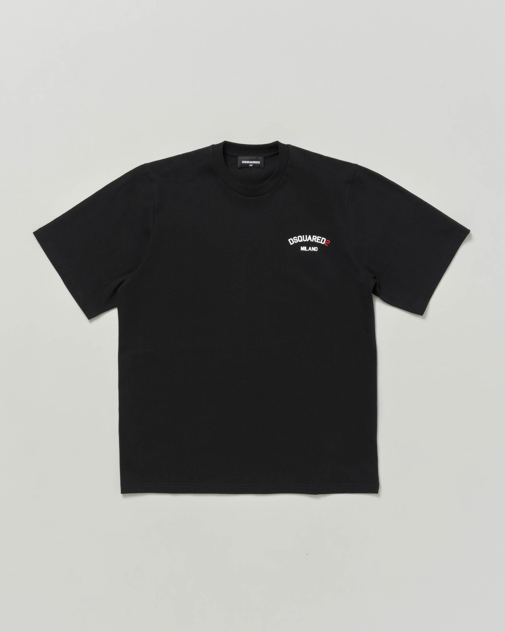 T-shirt Dsquared2 nero in puro cotone con scritta logo gommata