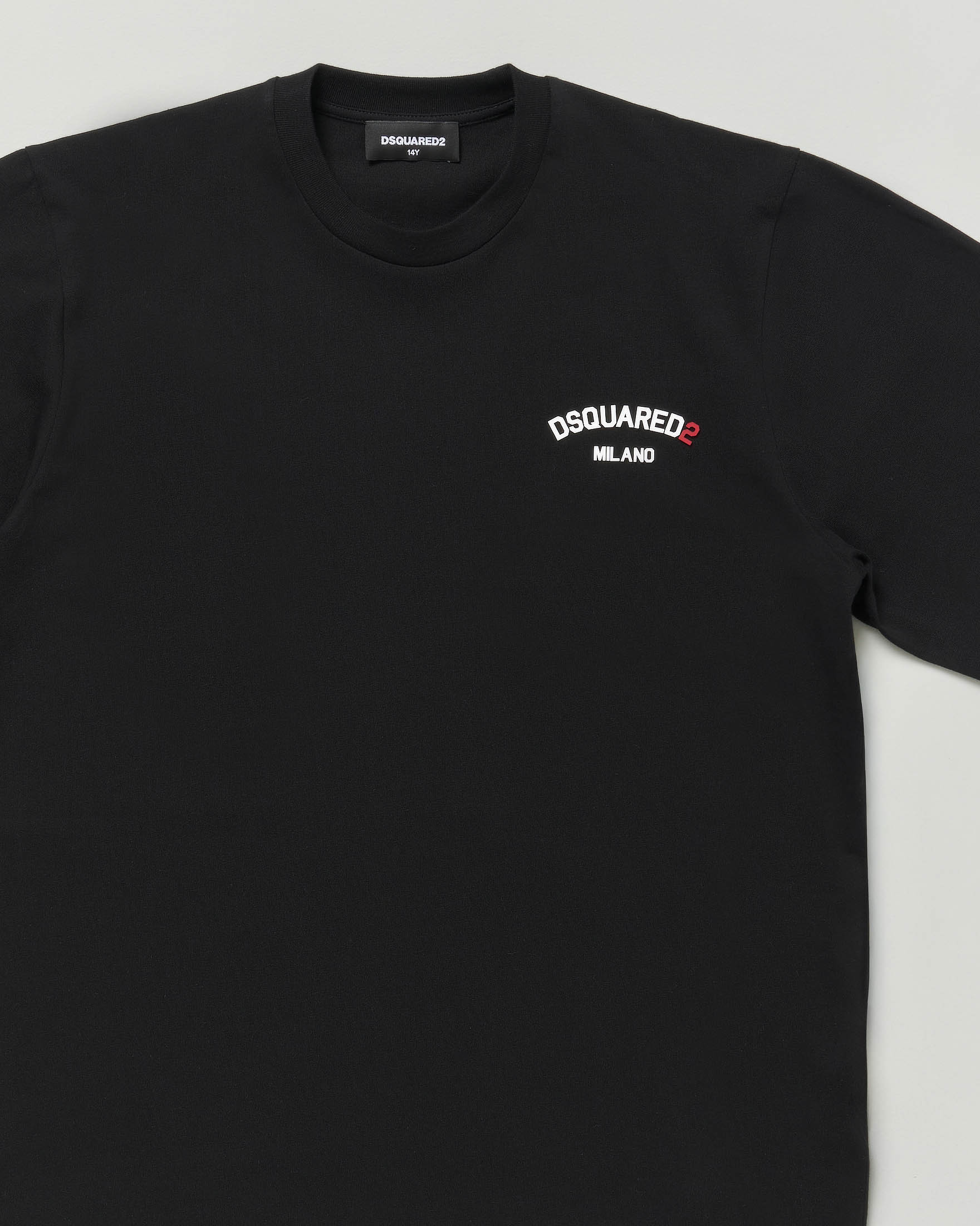 T-shirt Dsquared2 nero in puro cotone con scritta logo gommata image