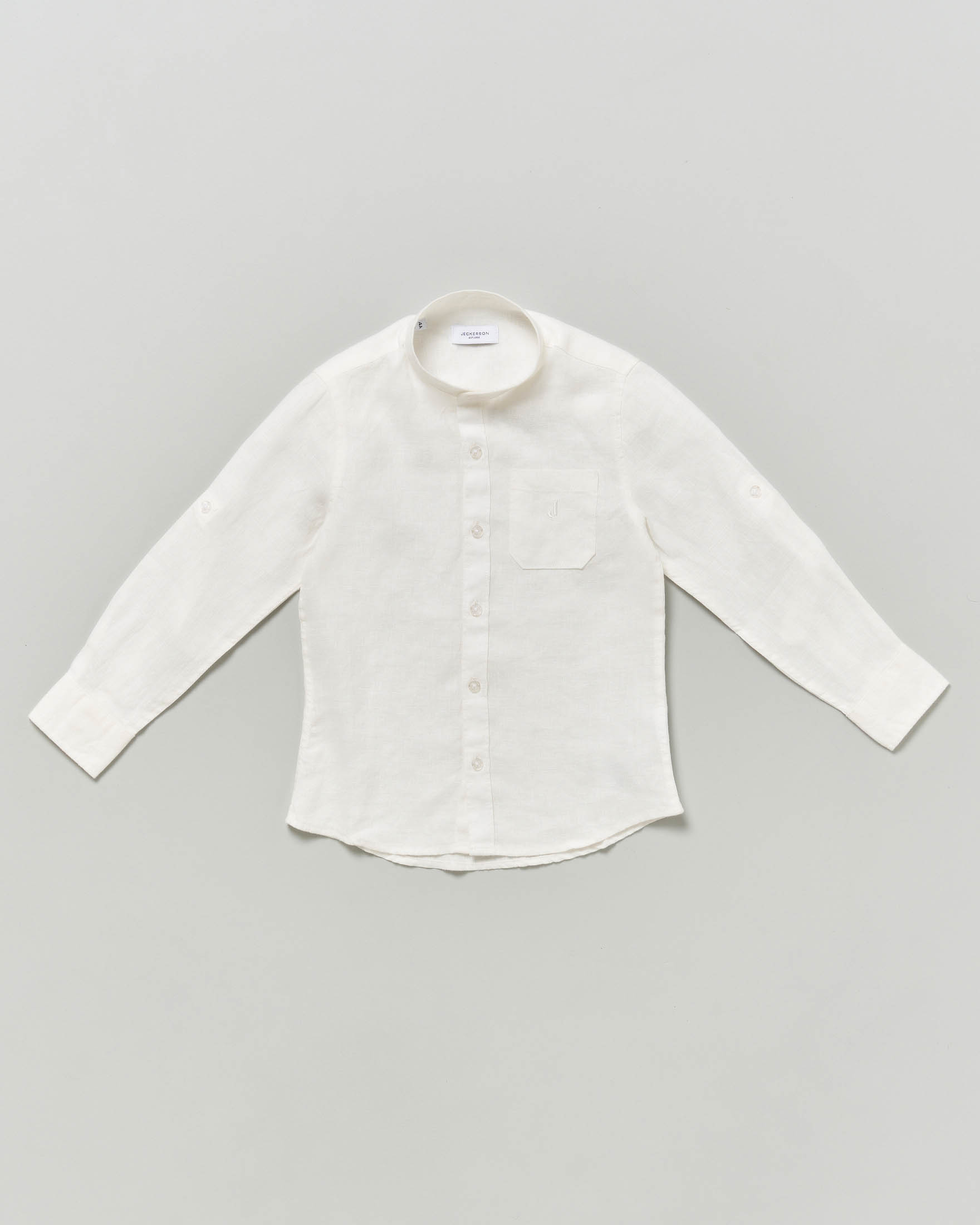 Camicia Jackerson bianca modello coreana in puro lino