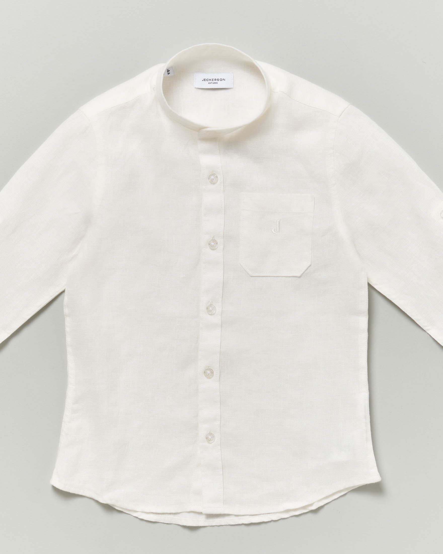 Camicia Jackerson bianca modello coreana in puro lino image