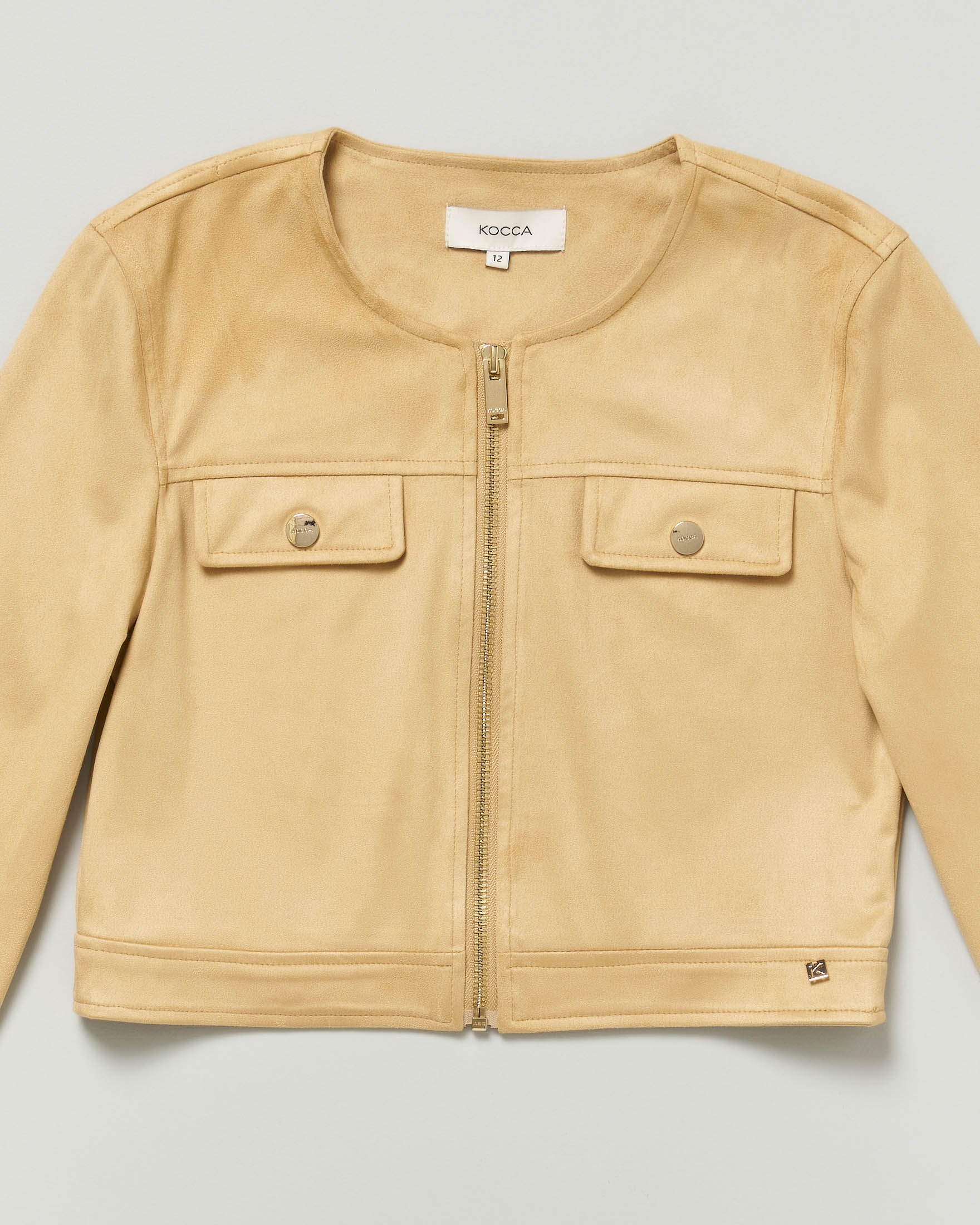 Giacca cropped Kocca in suede beige a maniche lunghe con zip image