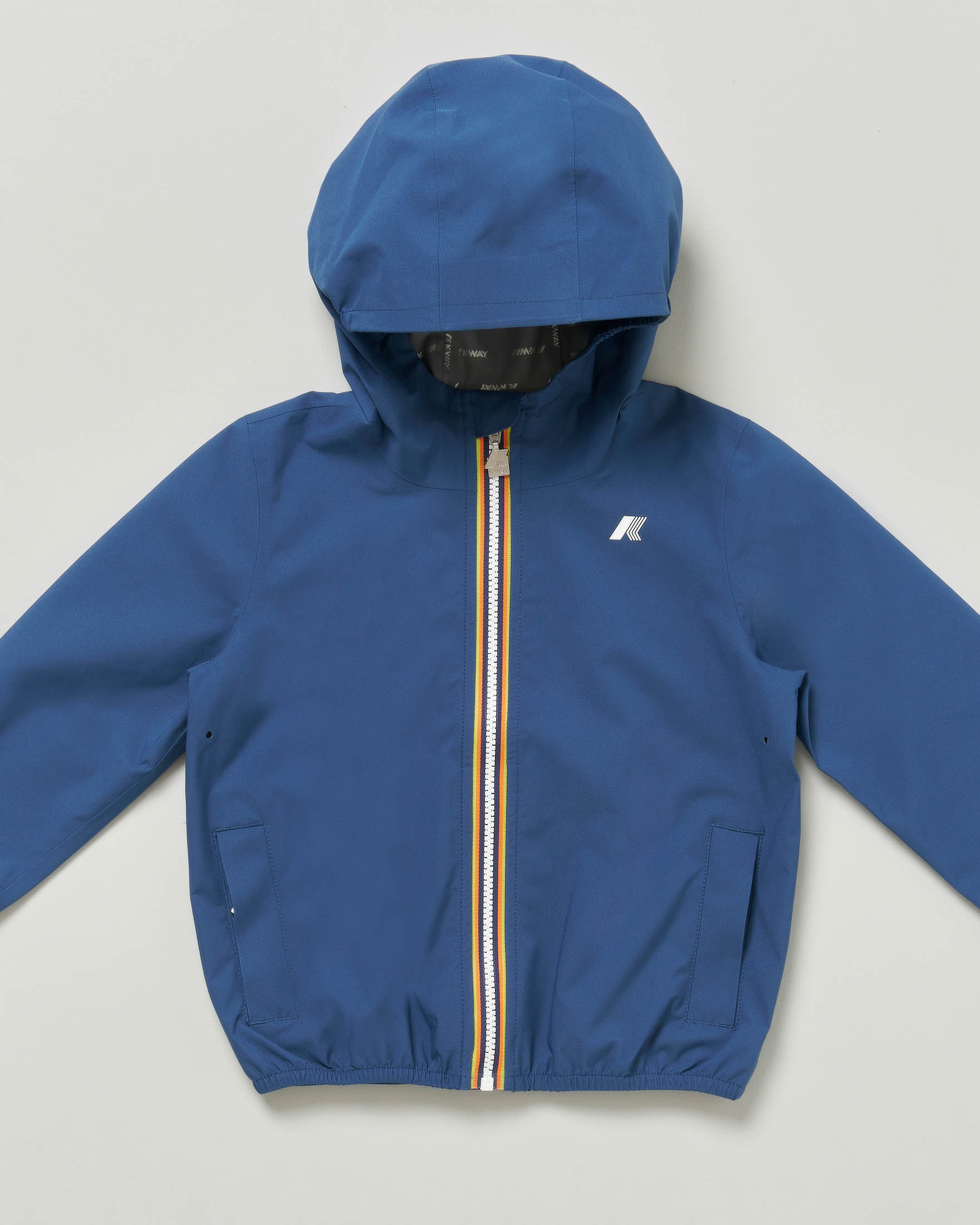 Giubbino K-way in nylon blu con cappuccio fisso image