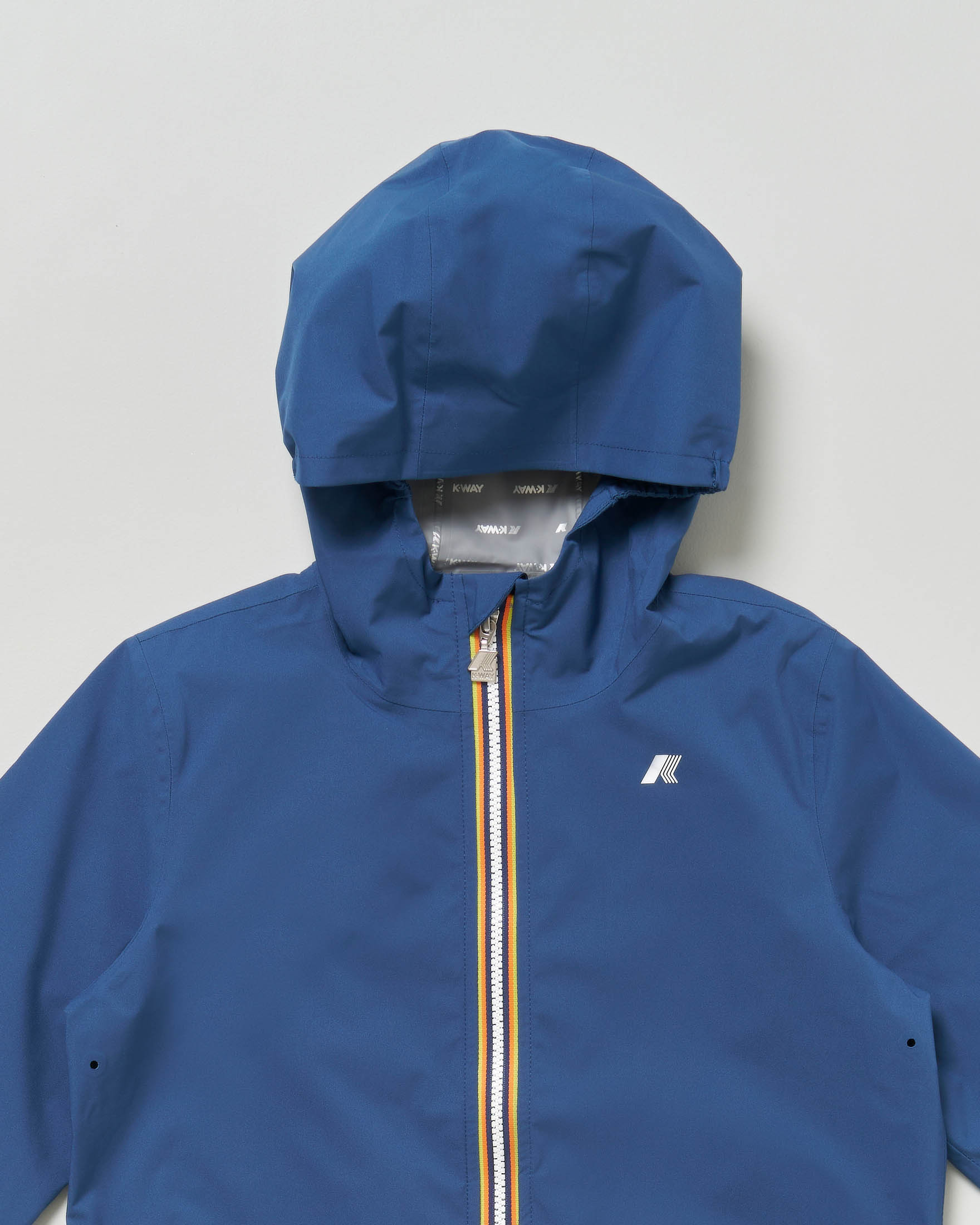 Giubbino K-way in nylon blu con cappuccio fisso image