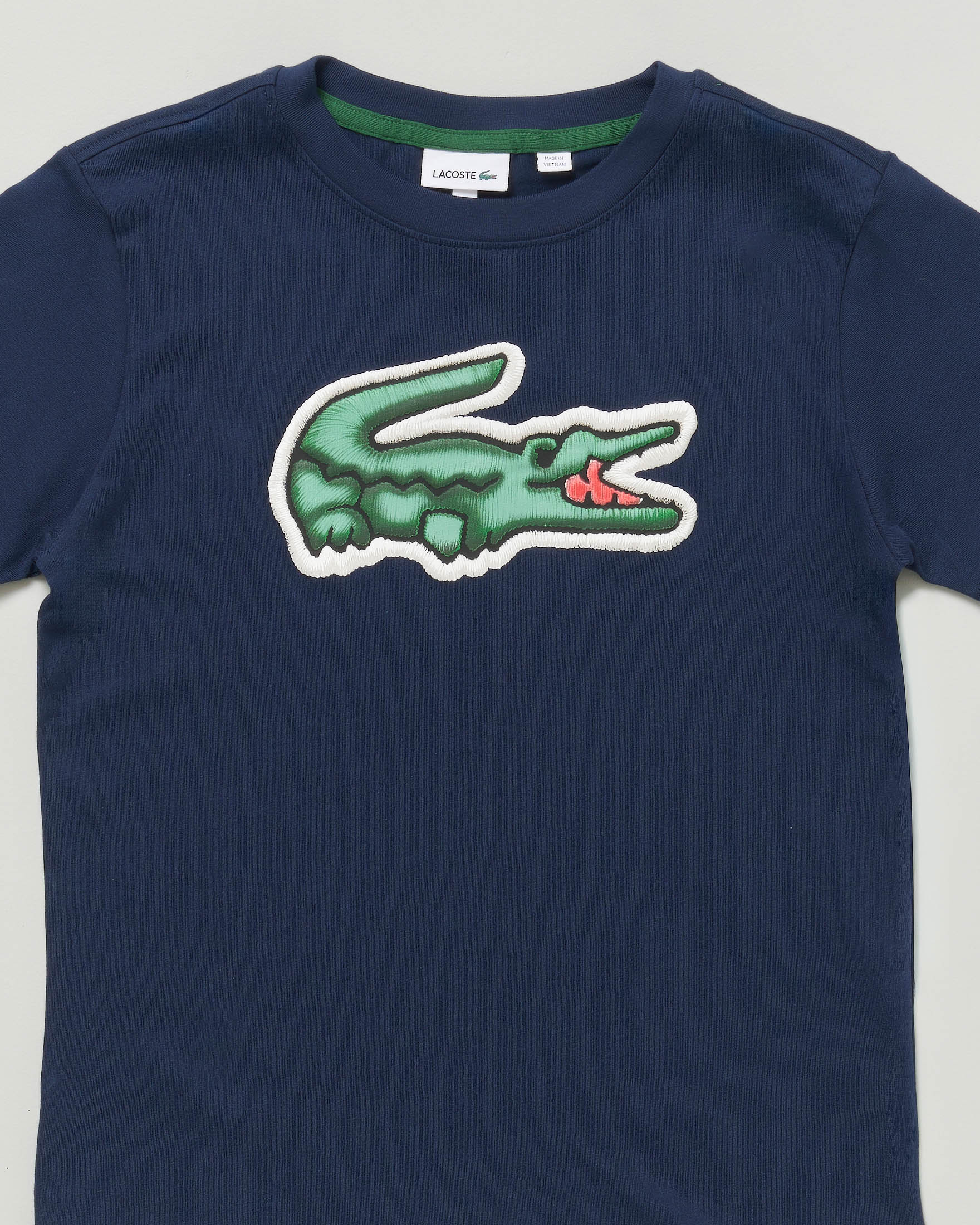 T-shirt Lacoste blu in puro cotone con maxi logo coccodrillo image