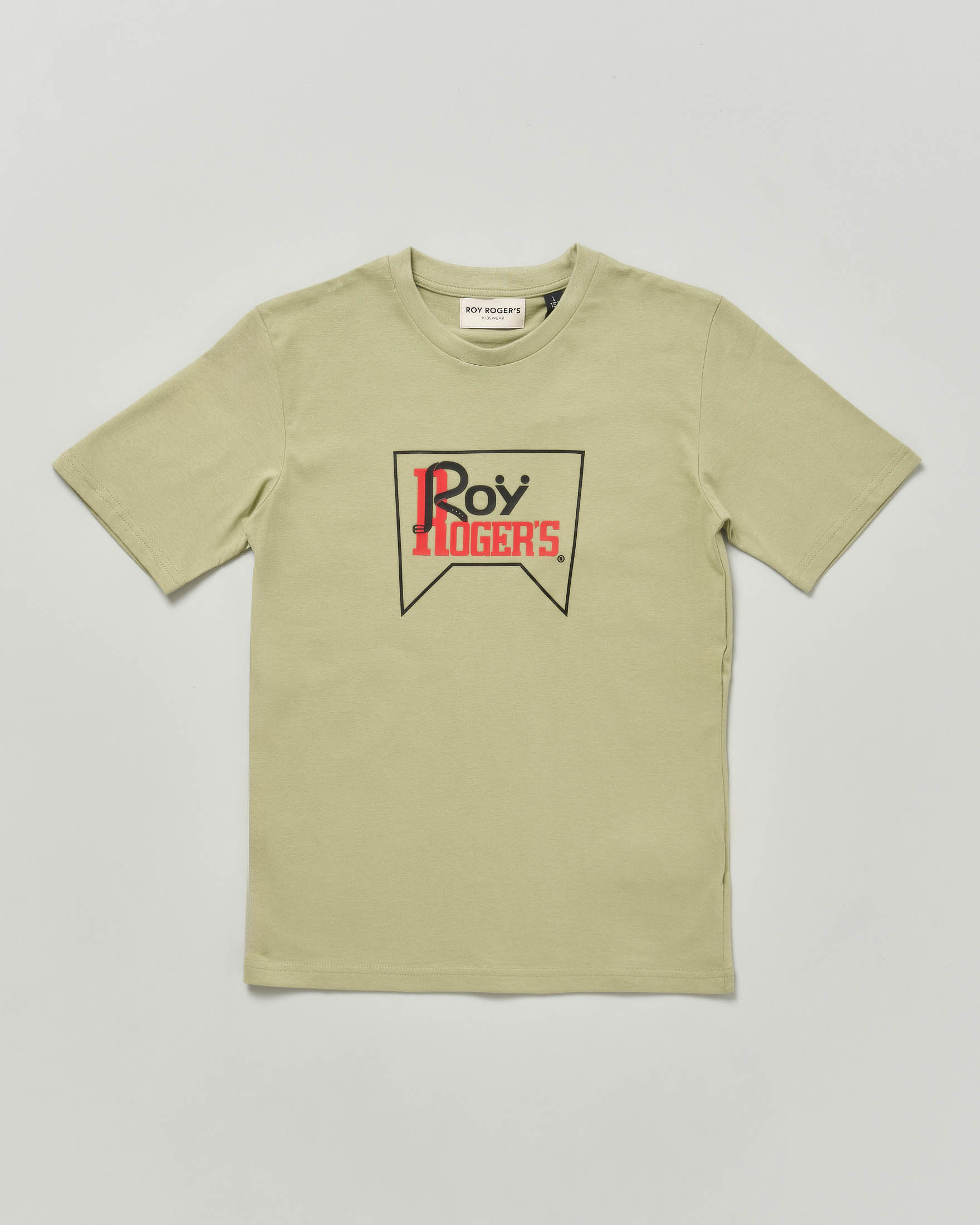 T-shirt Roy Roger's color salvia mezza manica in puro cotone con bandiera logo icon