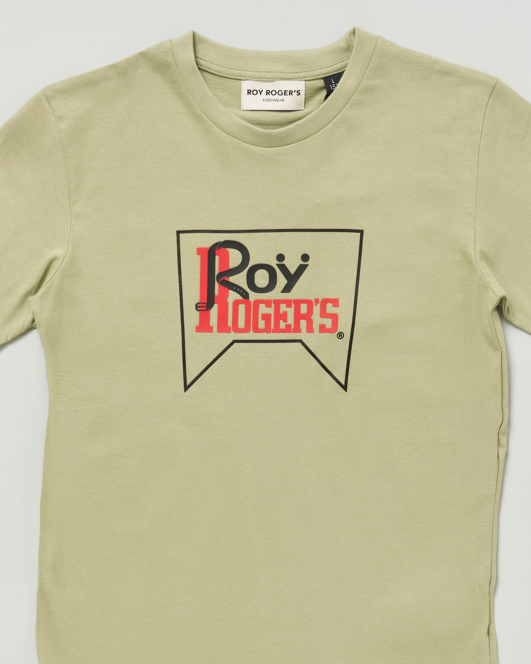 T-shirt Roy Roger's color salvia mezza manica in puro cotone con bandiera logo icon image