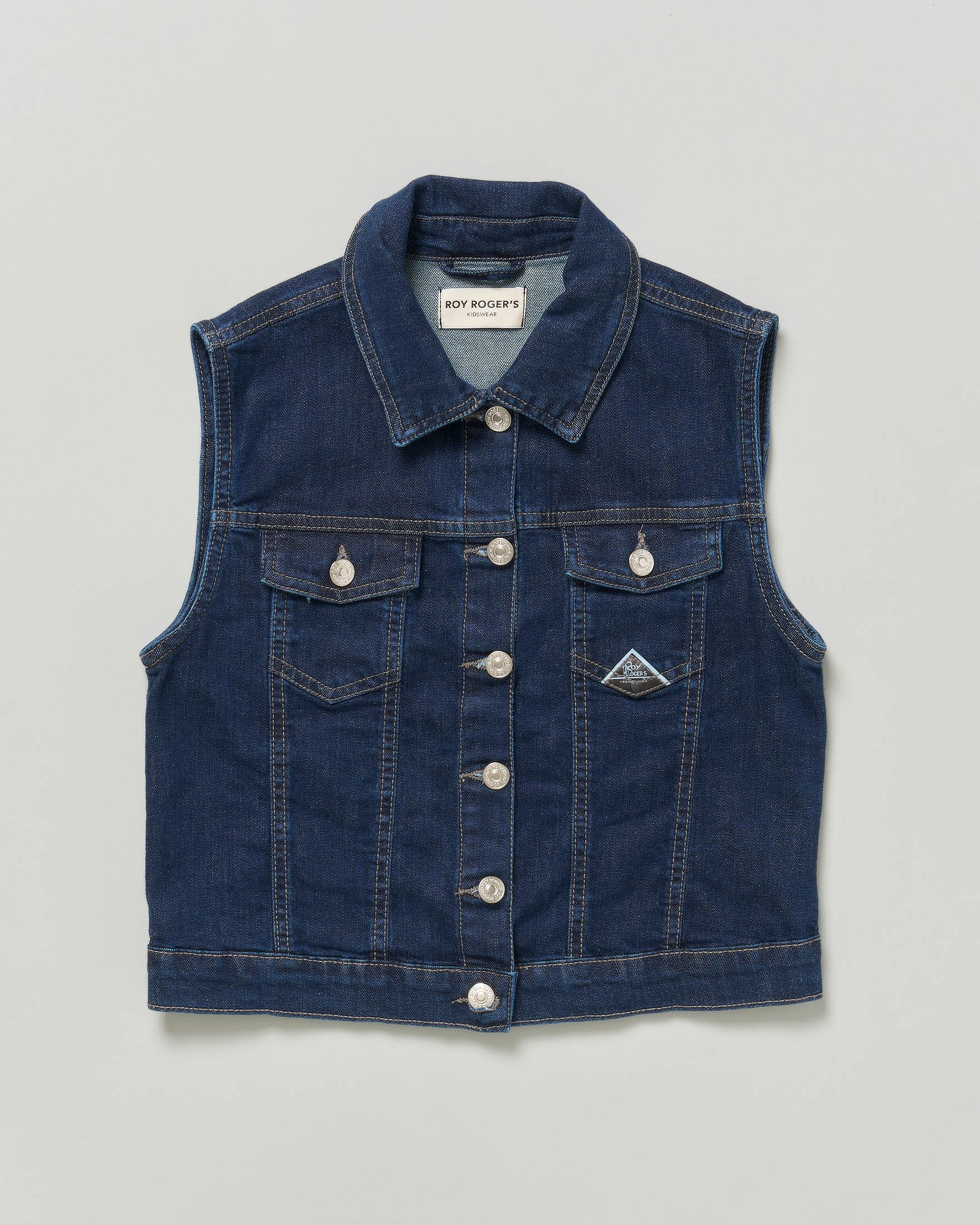 Gilet in denim Roy Roger's lavaggio scuro stone washed