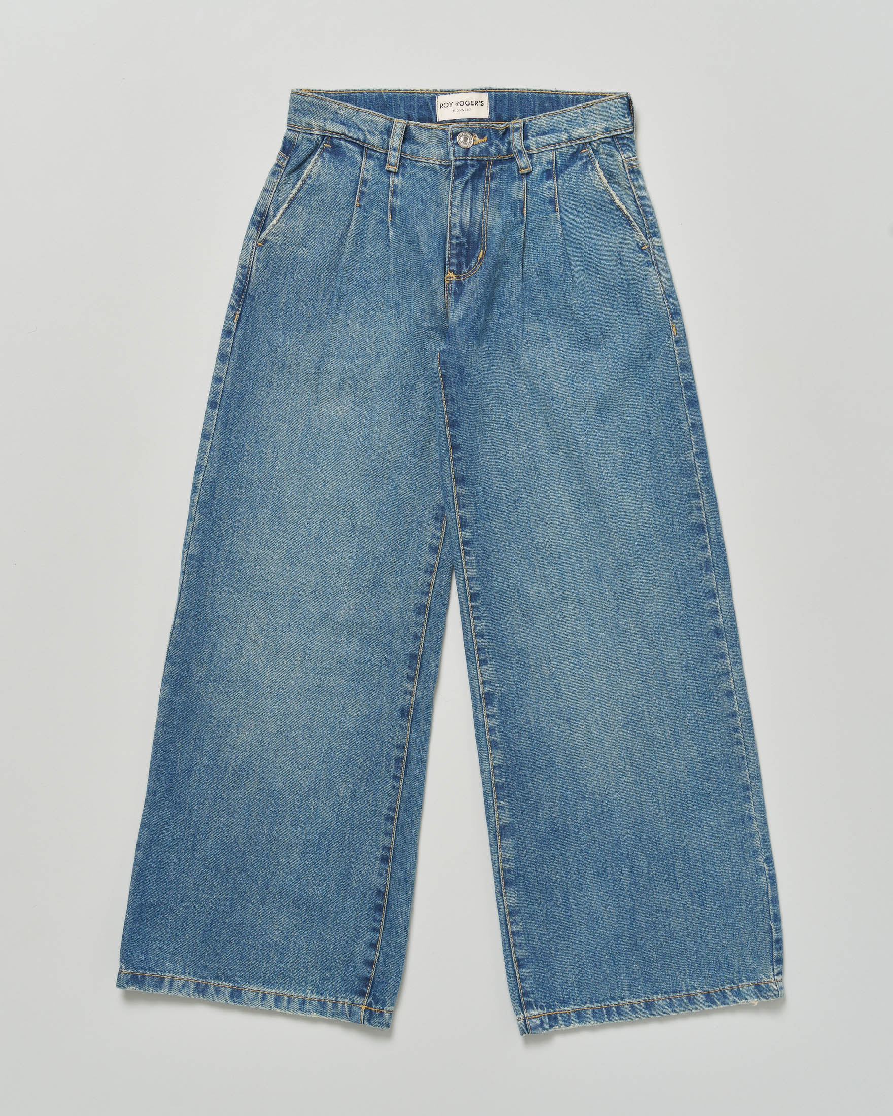 Jeans wide leg Roy Roger's con pinces lavaggio medio super stone washed