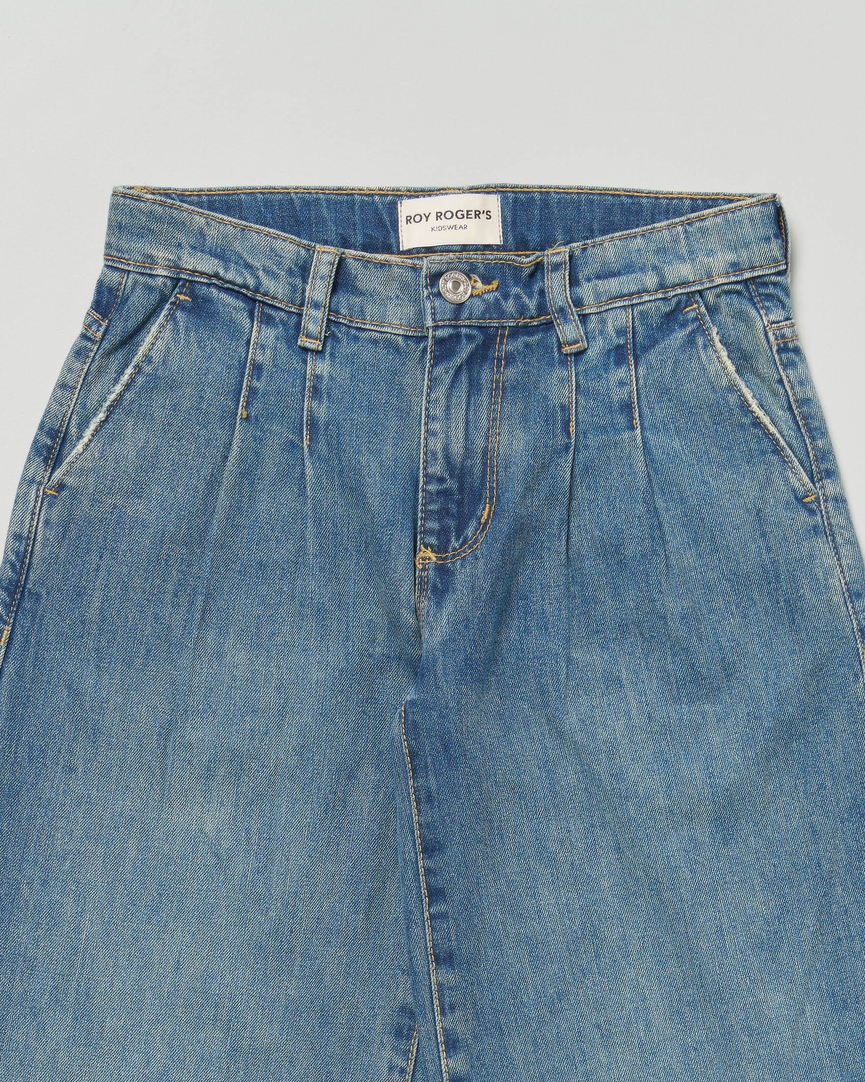 Jeans wide leg Roy Roger's con pinces lavaggio medio super stone washed image