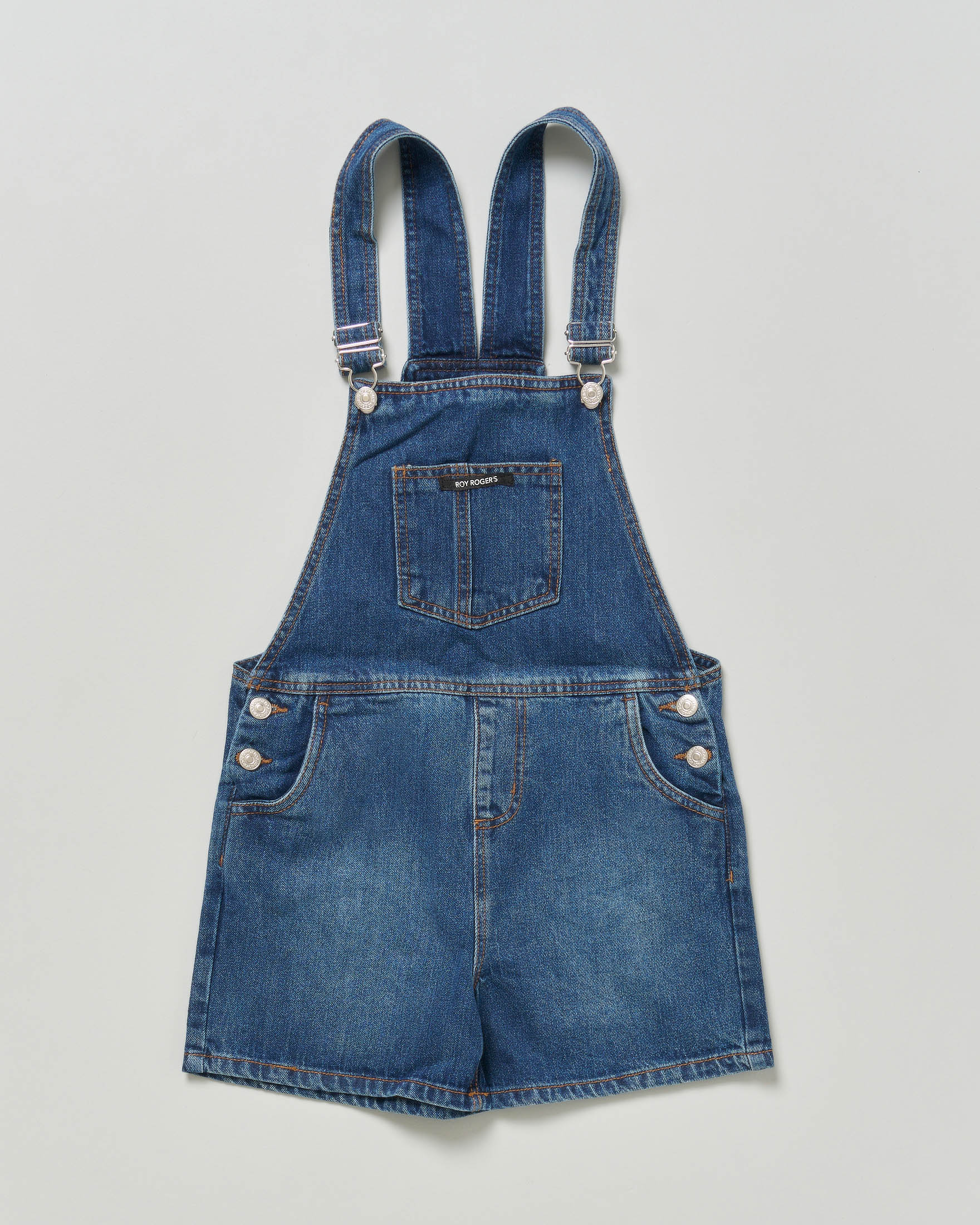 Salopette corta in denim Roy Roger's lavaggio scuro stone washed