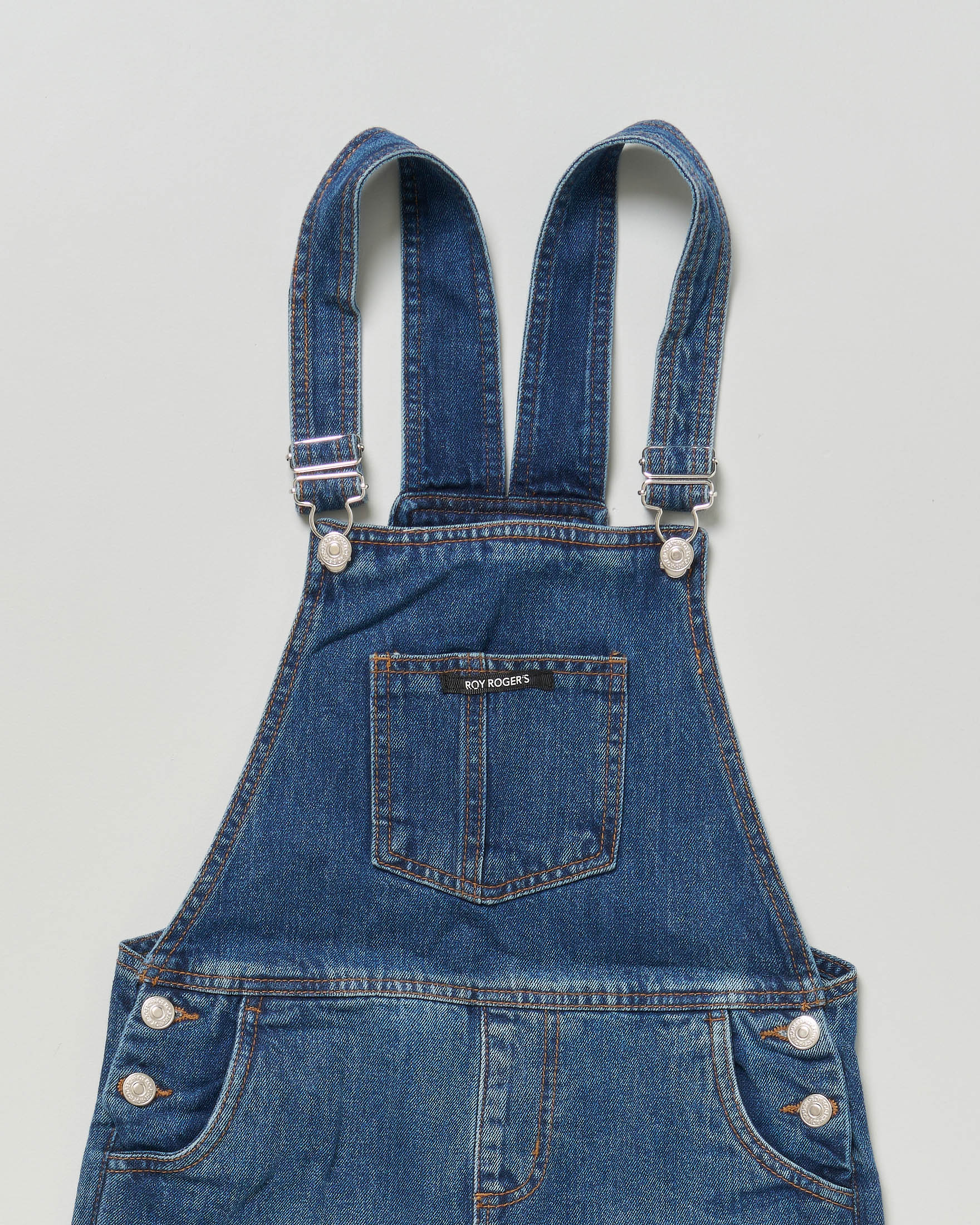 Salopette corta in denim Roy Roger's lavaggio scuro stone washed image