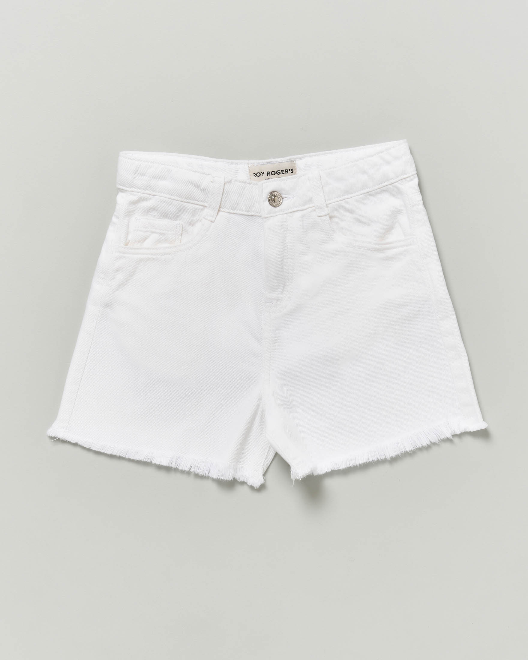 Short bianco Roy Roger's in denim sfrangiato
